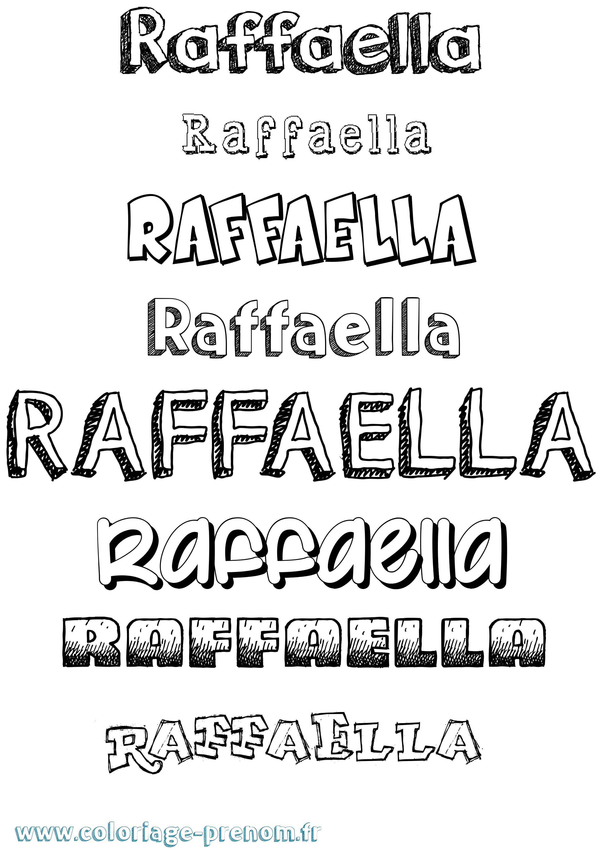 Coloriage prénom Raffaella Dessiné
