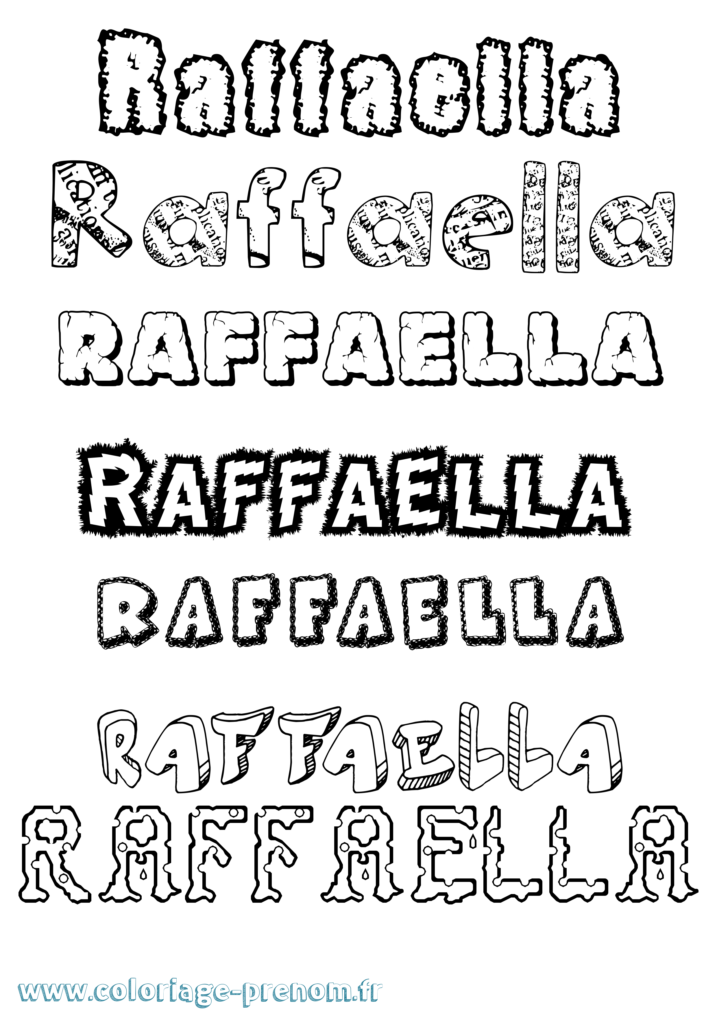 Coloriage prénom Raffaella Destructuré