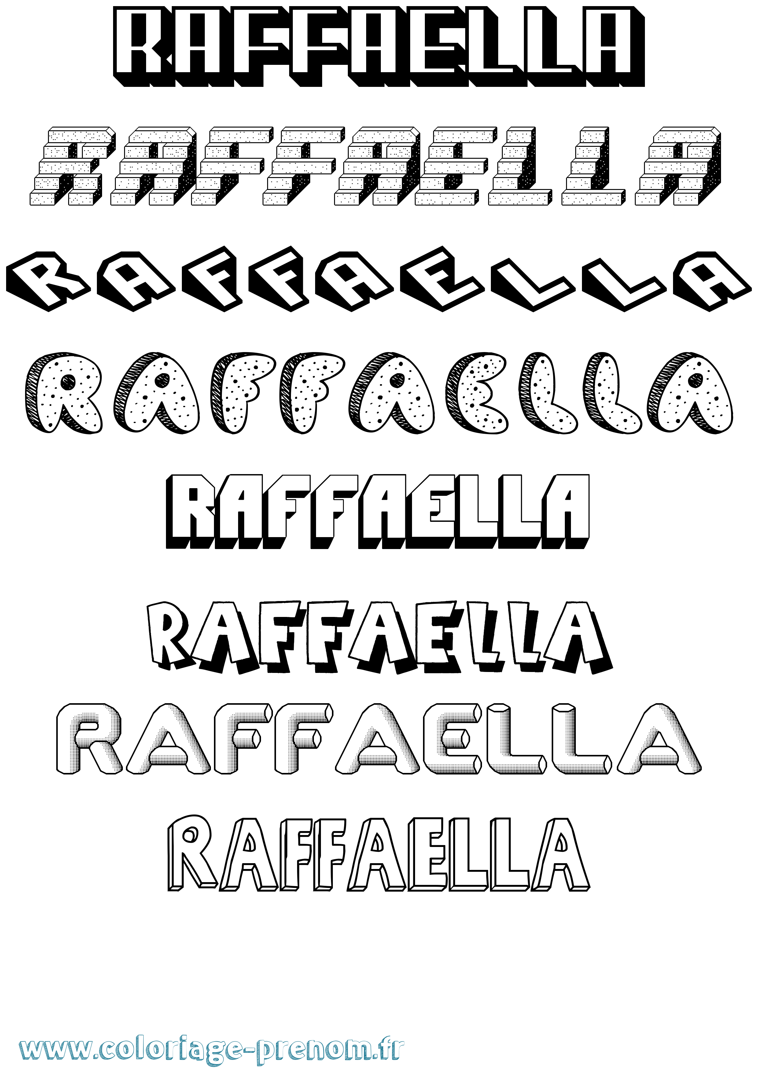 Coloriage Raffaella Effet 3D Coloriage prénom Raffaella Effet 3D