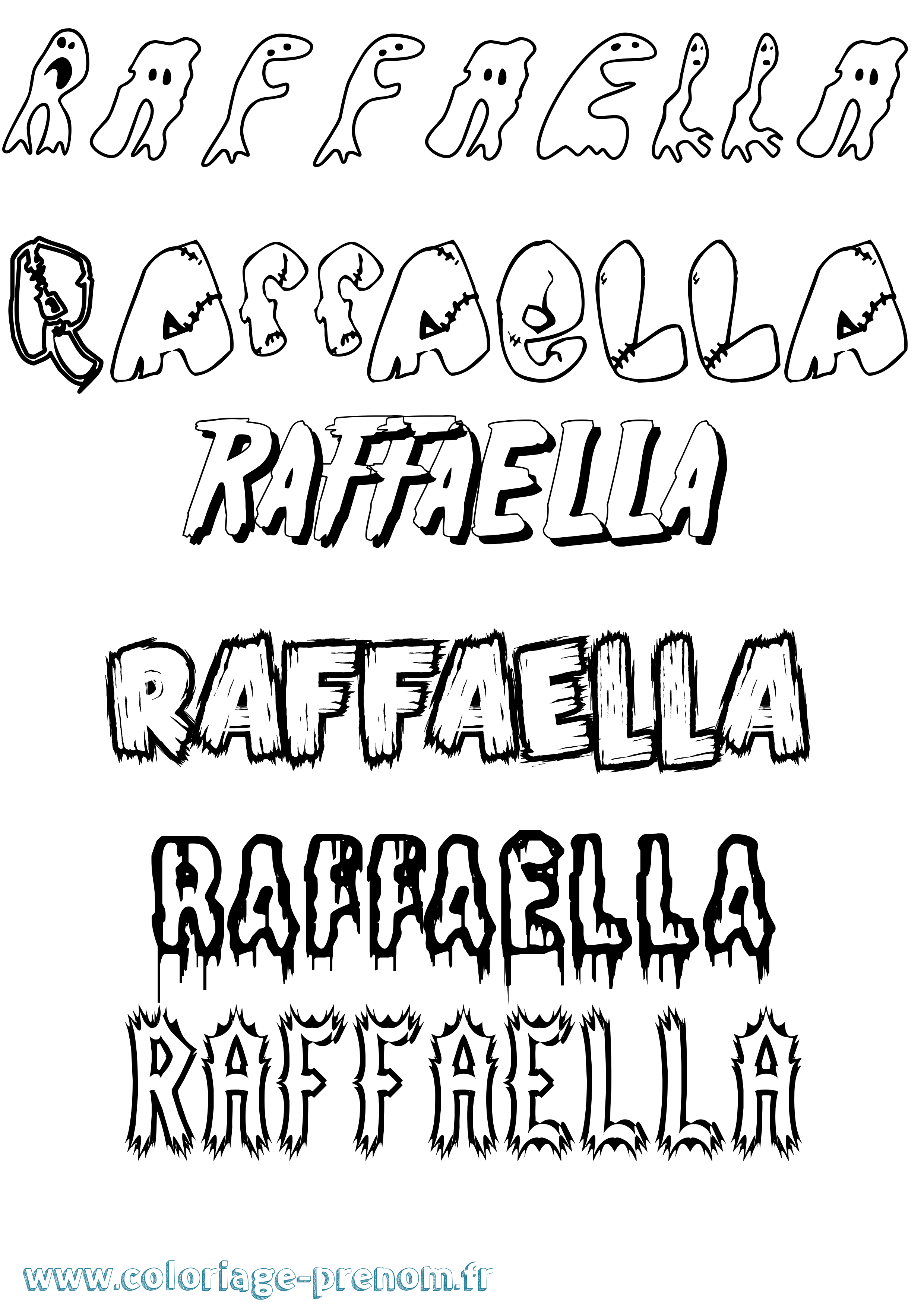 Coloriage prénom Raffaella Frisson
