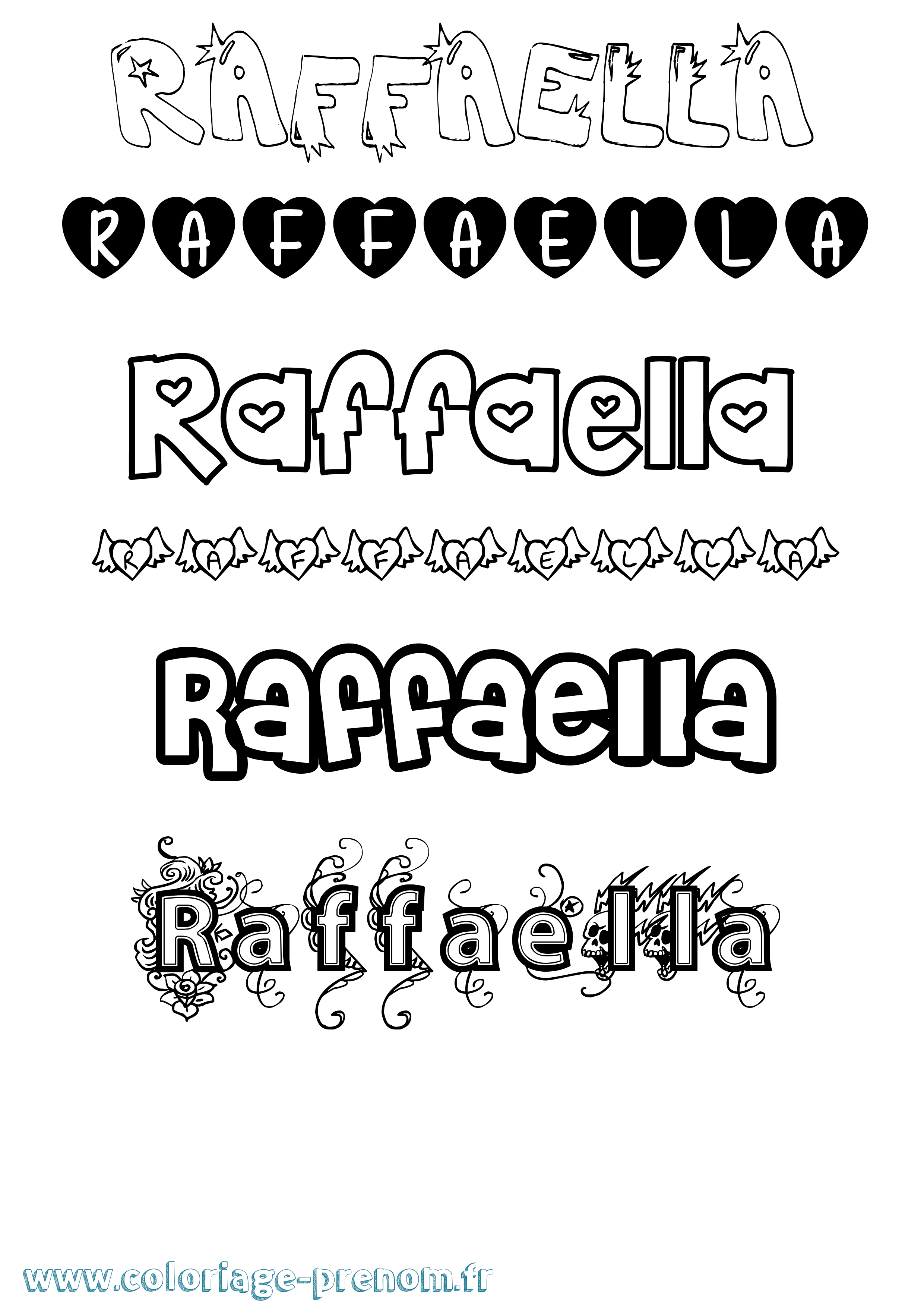 Coloriage prénom Raffaella Girly