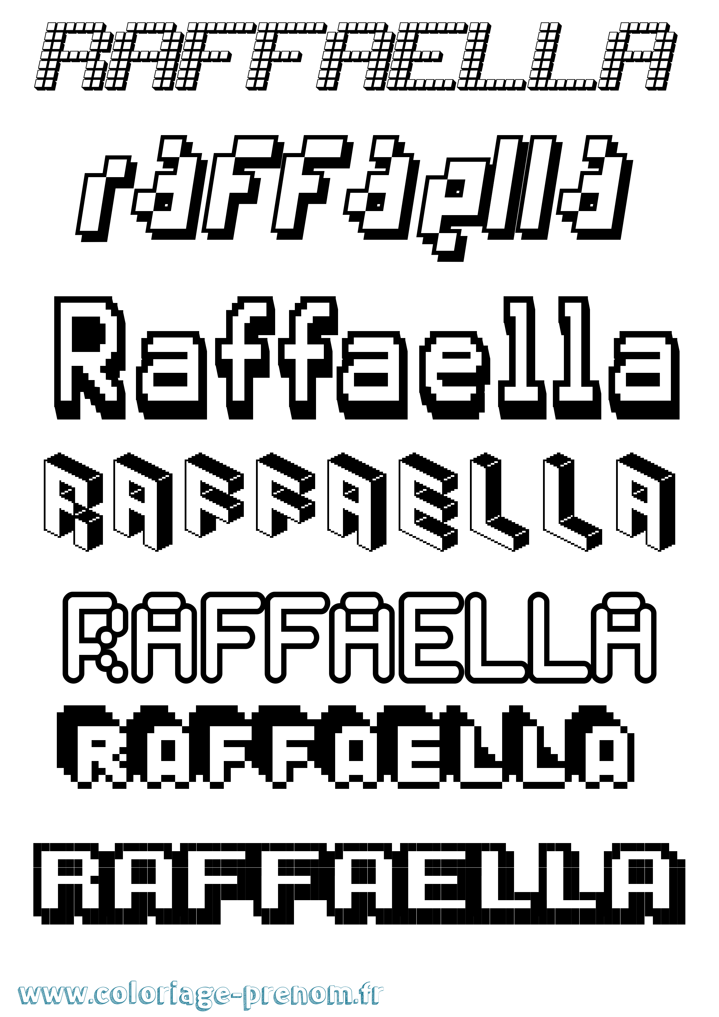Coloriage prénom Raffaella Pixel