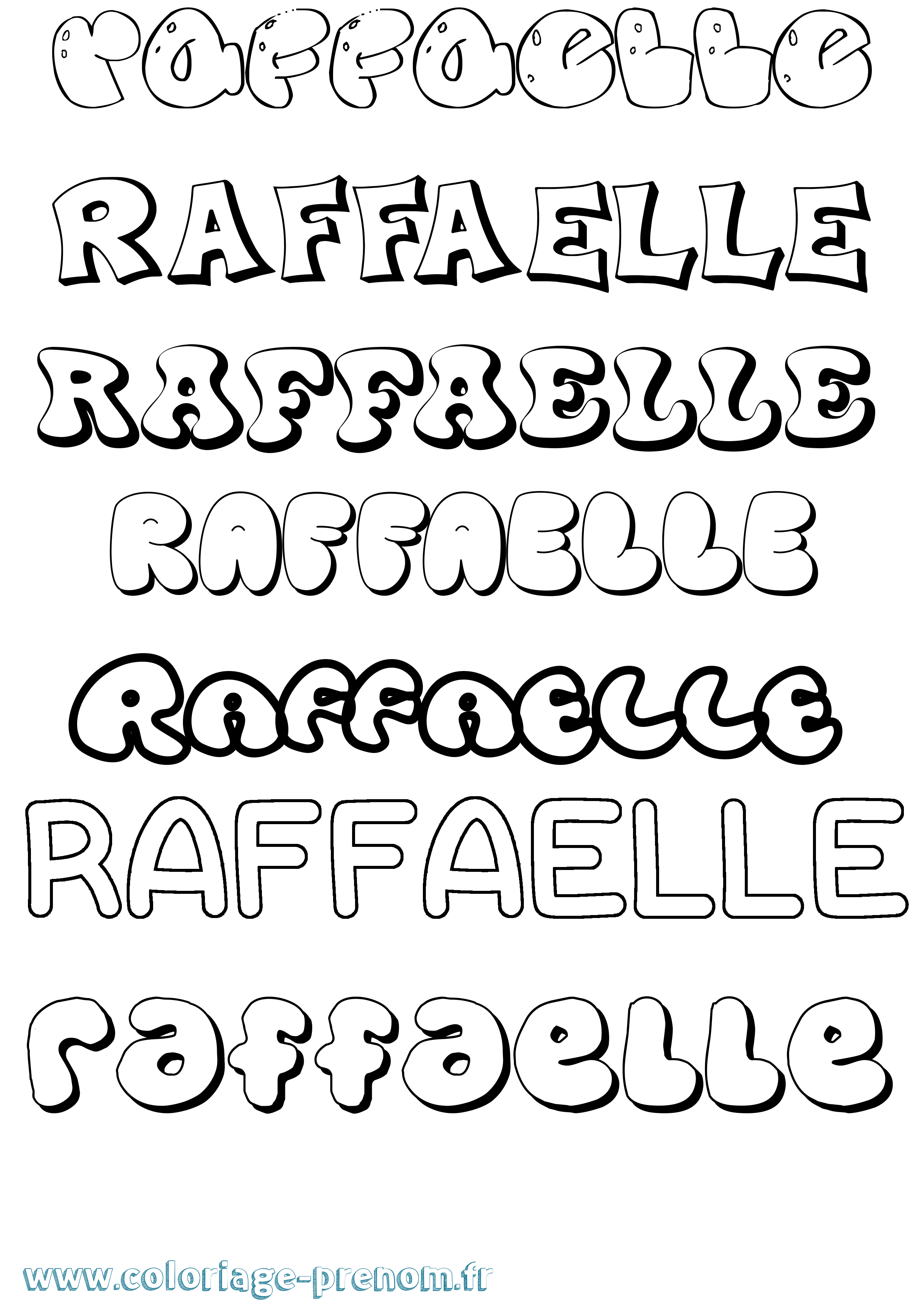 Coloriage Raffaelle Bubble Coloriage prénom Raffaelle Bubble