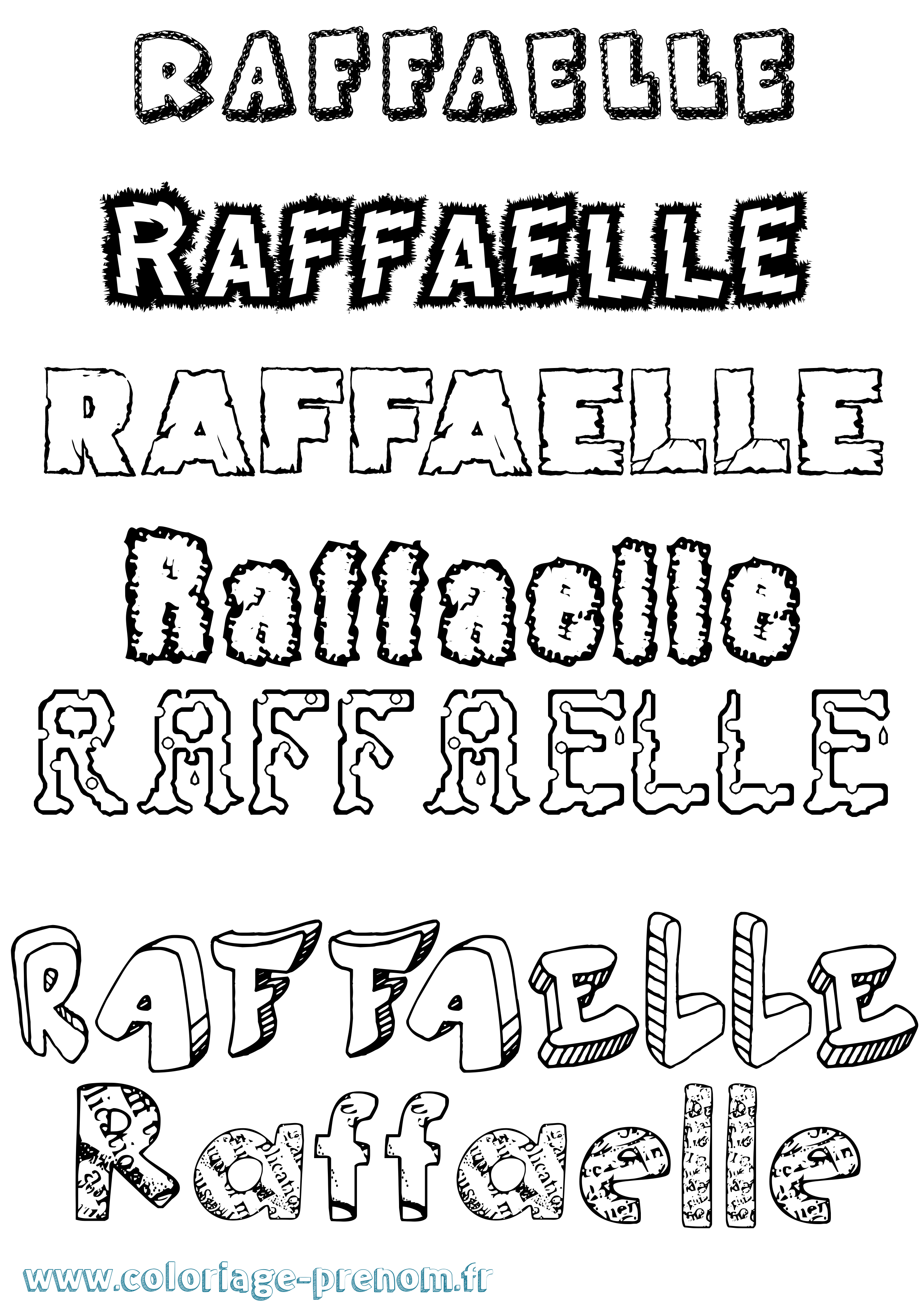 Coloriage Raffaelle Destructuré Coloriage prénom Raffaelle Destructuré