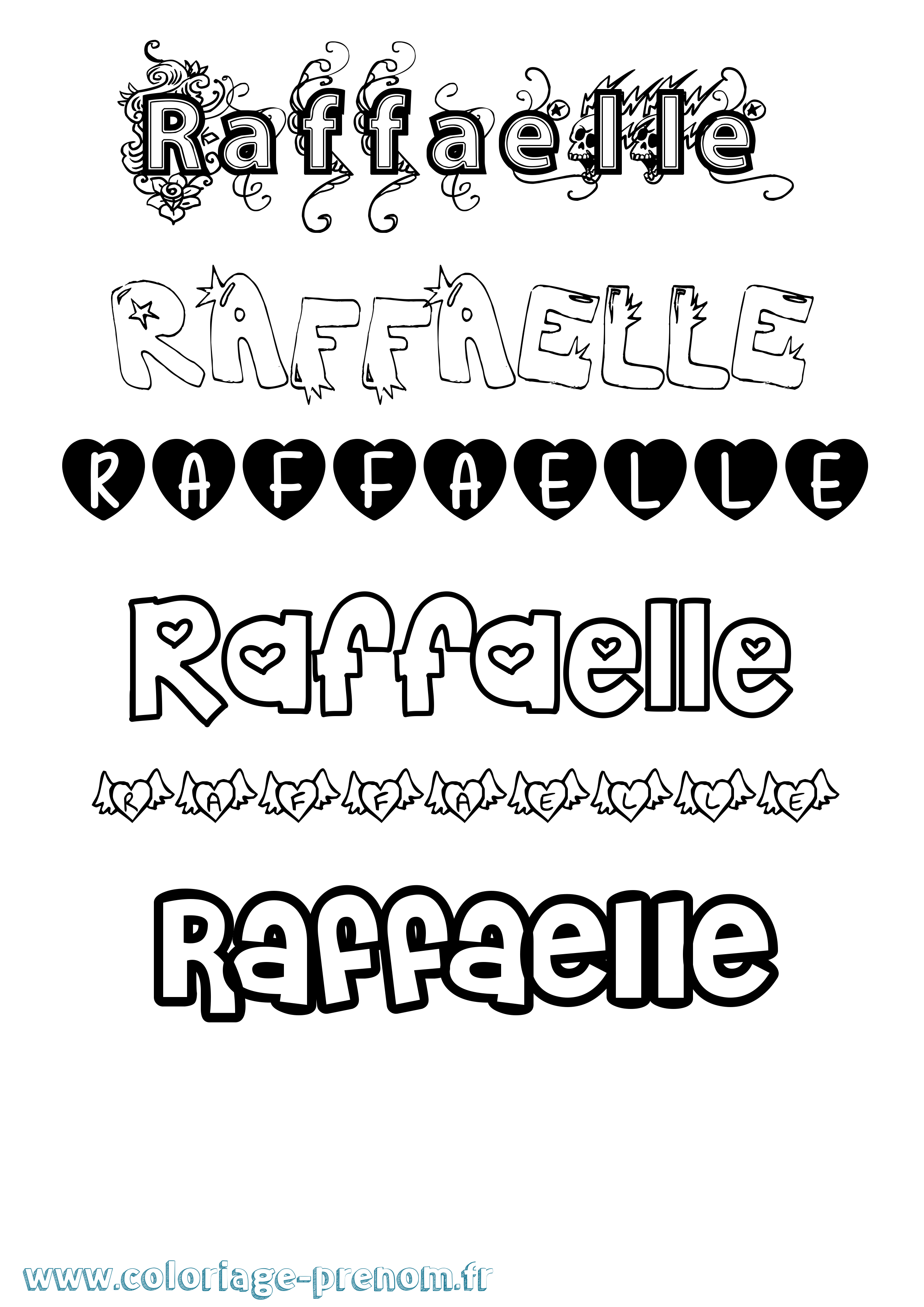 Coloriage Raffaelle Girly Coloriage prénom Raffaelle Girly