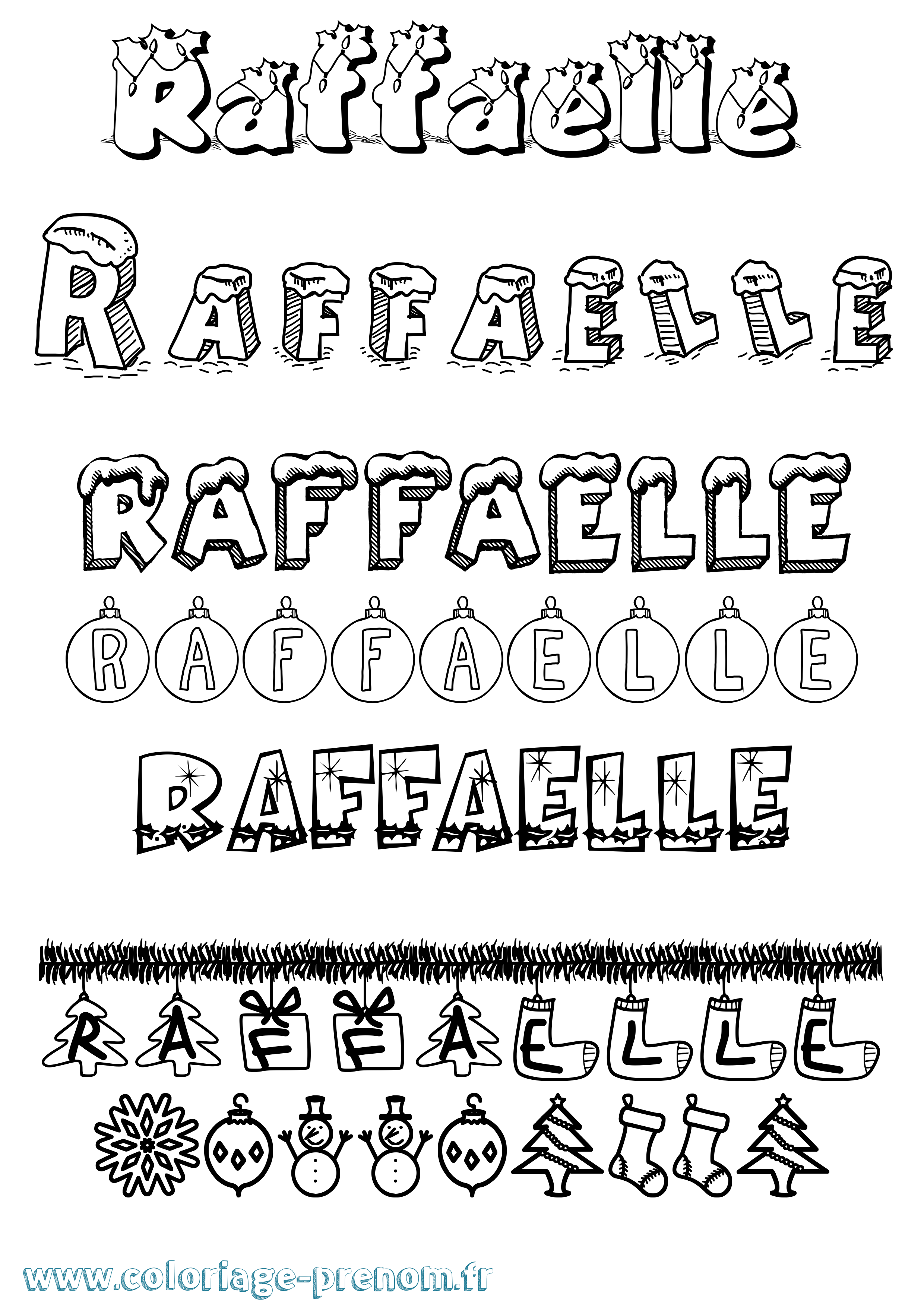 Coloriage Raffaelle Noël Coloriage prénom Raffaelle Noël