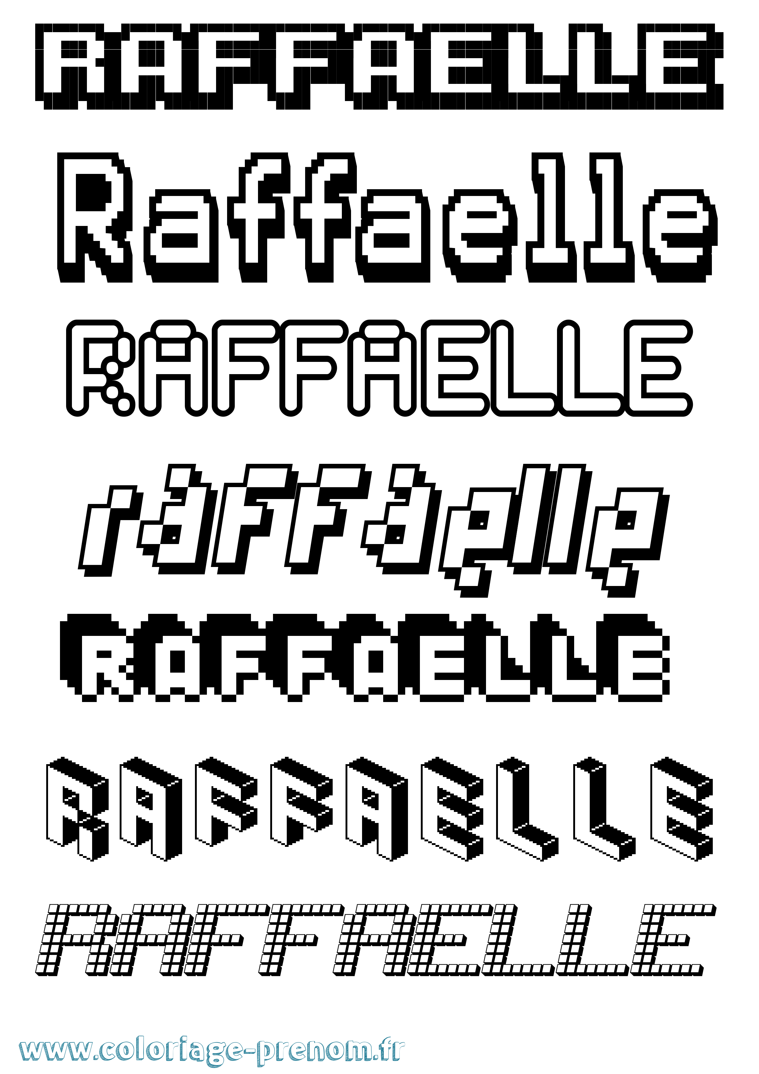 Coloriage Raffaelle Pixel Coloriage prénom Raffaelle Pixel