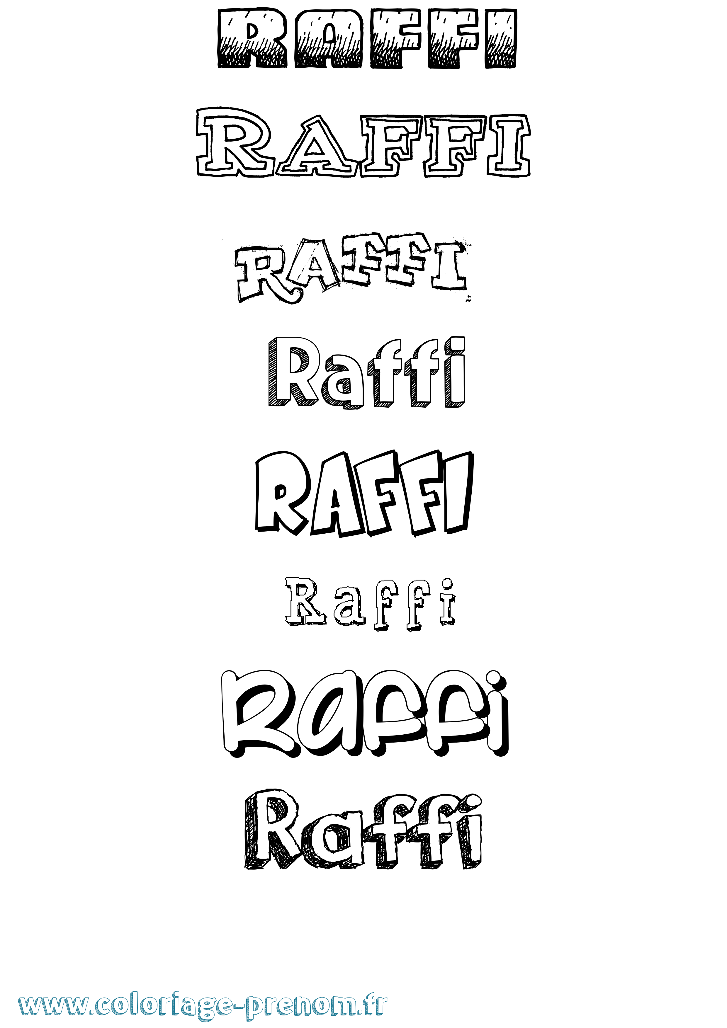 Coloriage prénom Raffi Dessiné