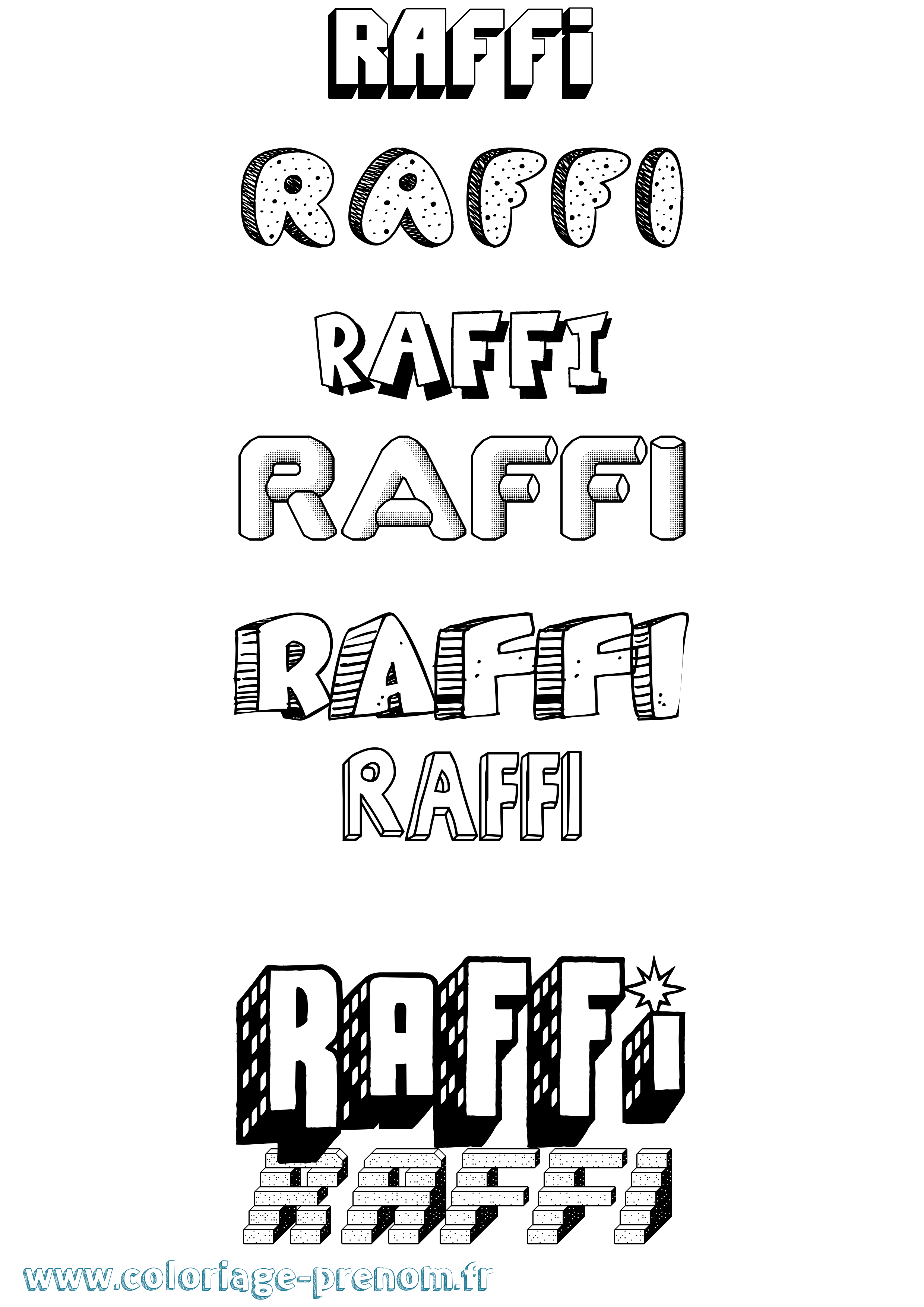 Coloriage Raffi Effet 3D Coloriage prénom Raffi Effet 3D