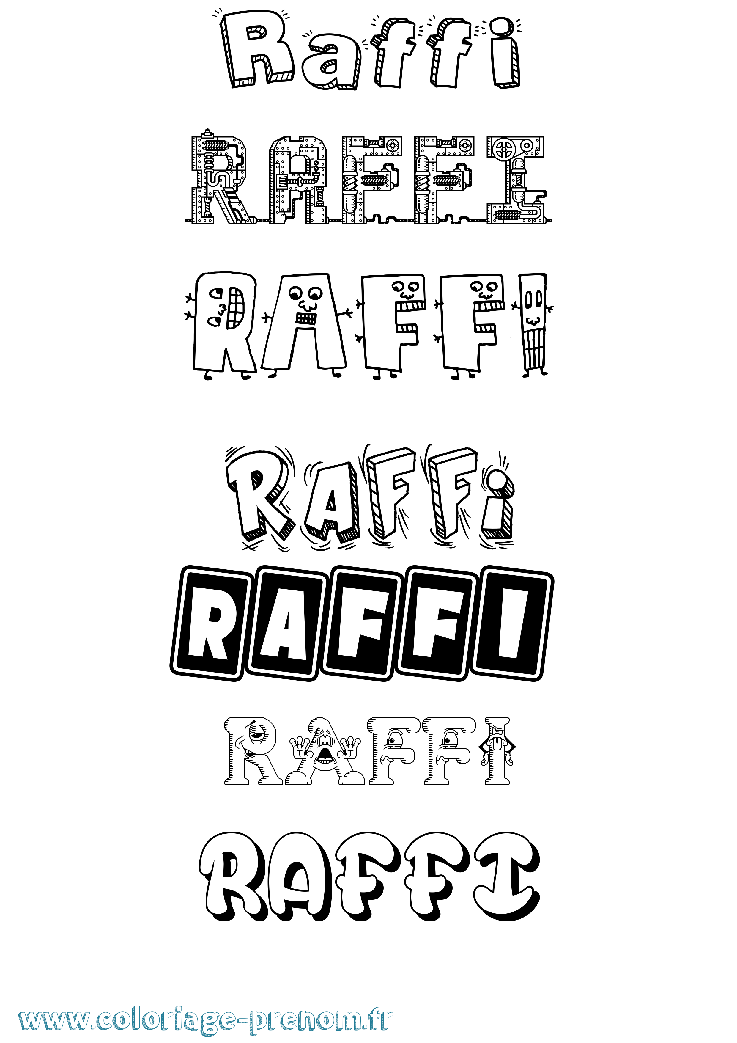 Coloriage Raffi Fun Coloriage prénom Raffi Fun