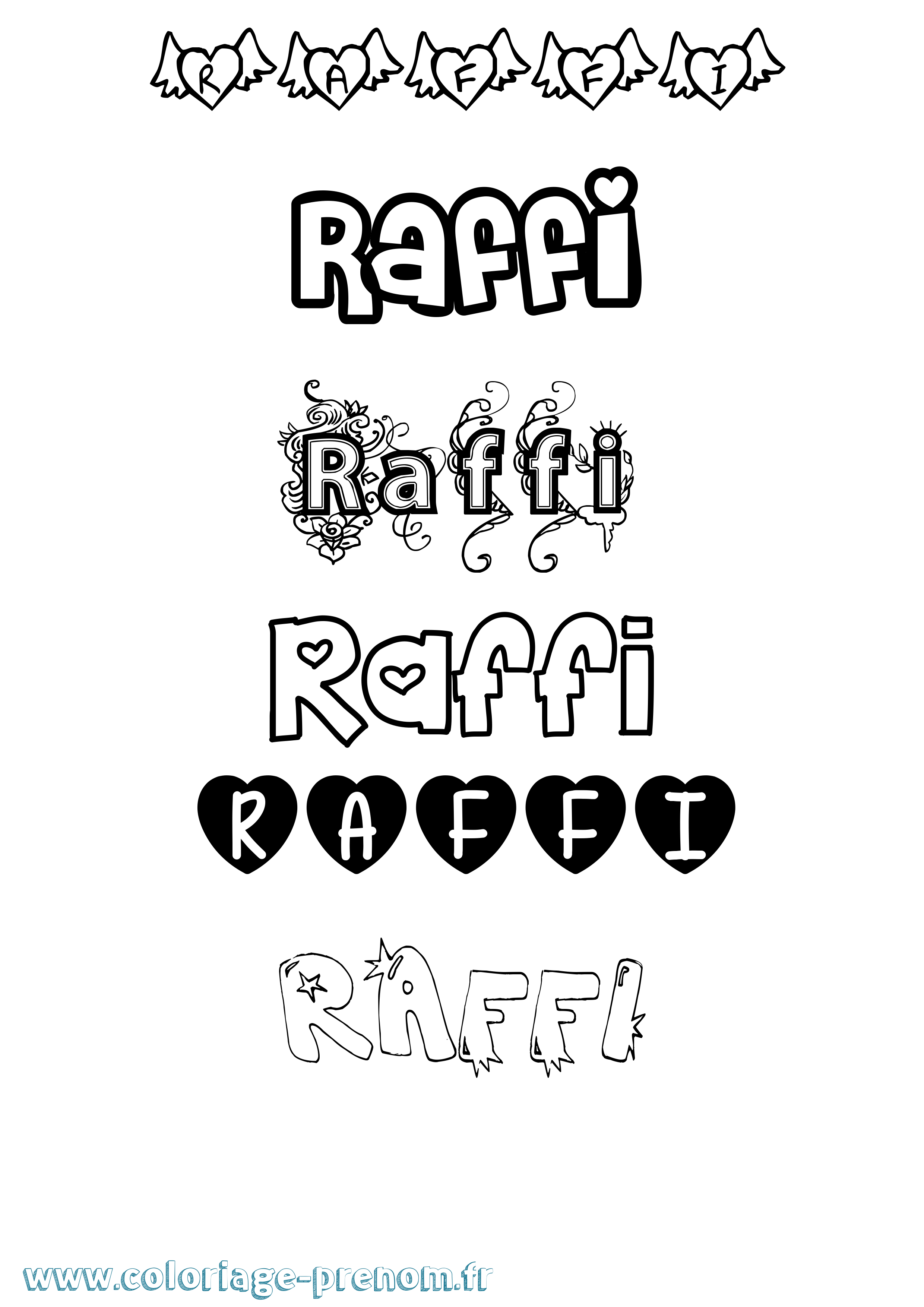 Coloriage prénom Raffi Girly