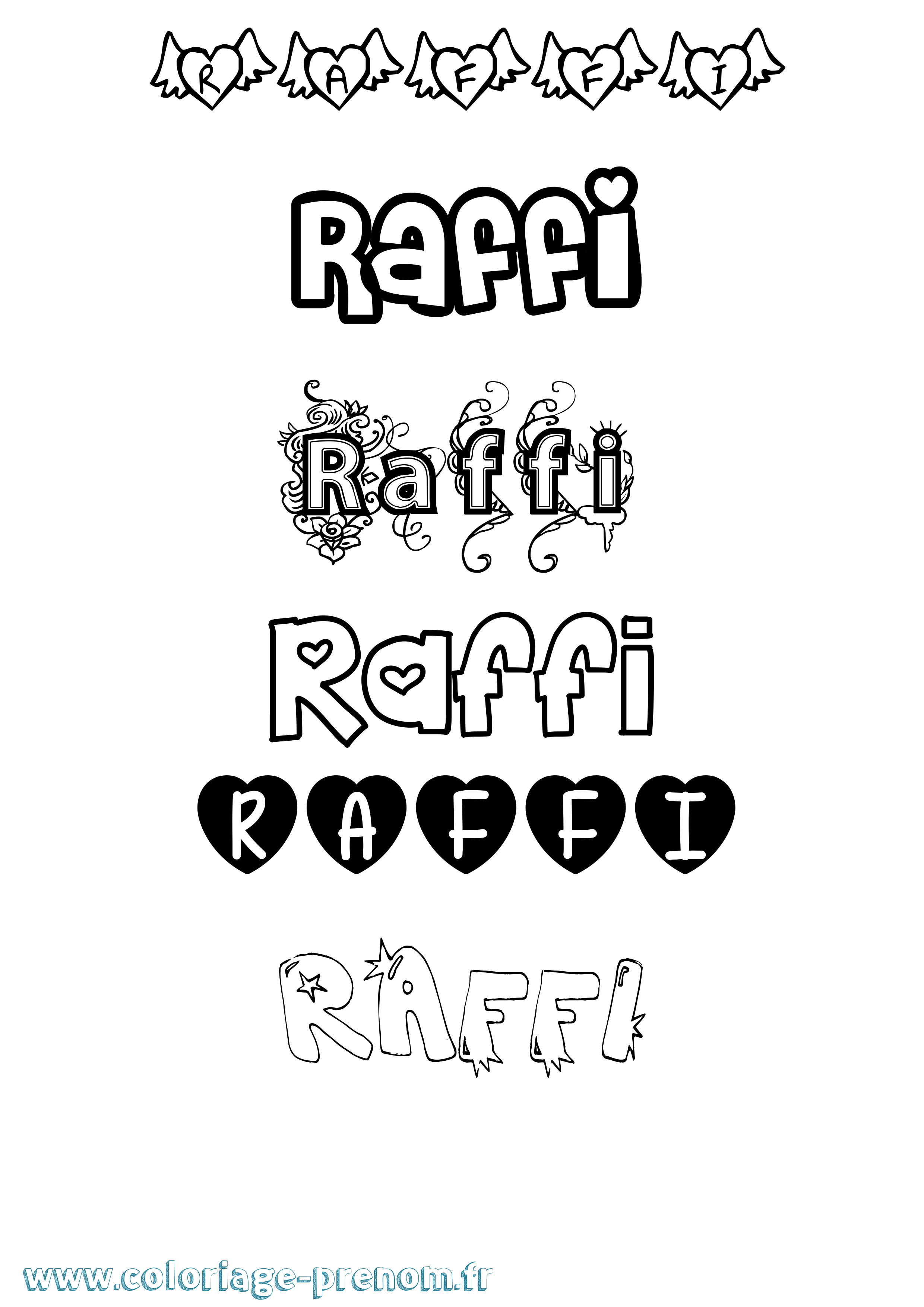 Coloriage Raffi Girly Coloriage prénom Raffi Girly