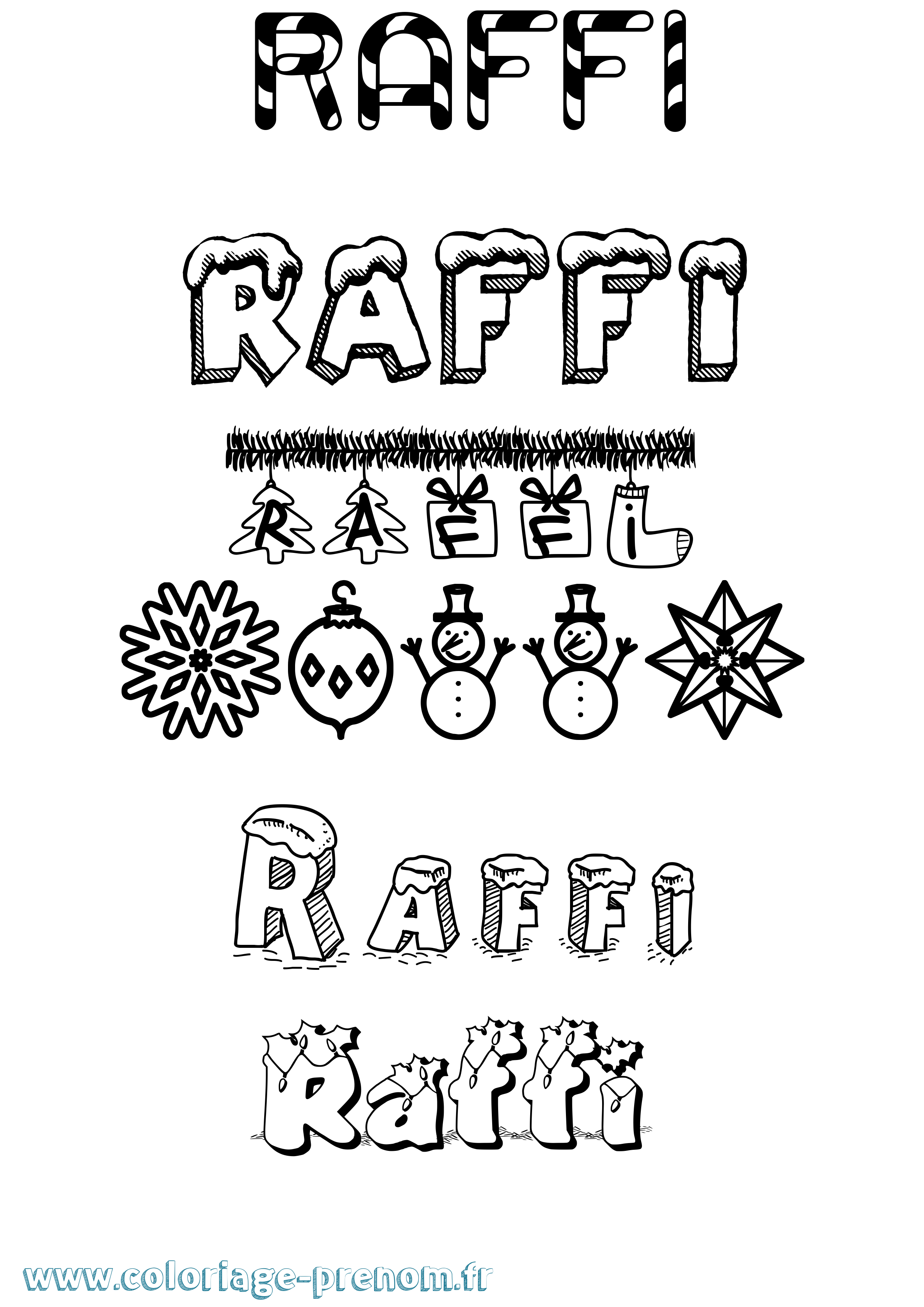 Coloriage prénom Raffi Noël