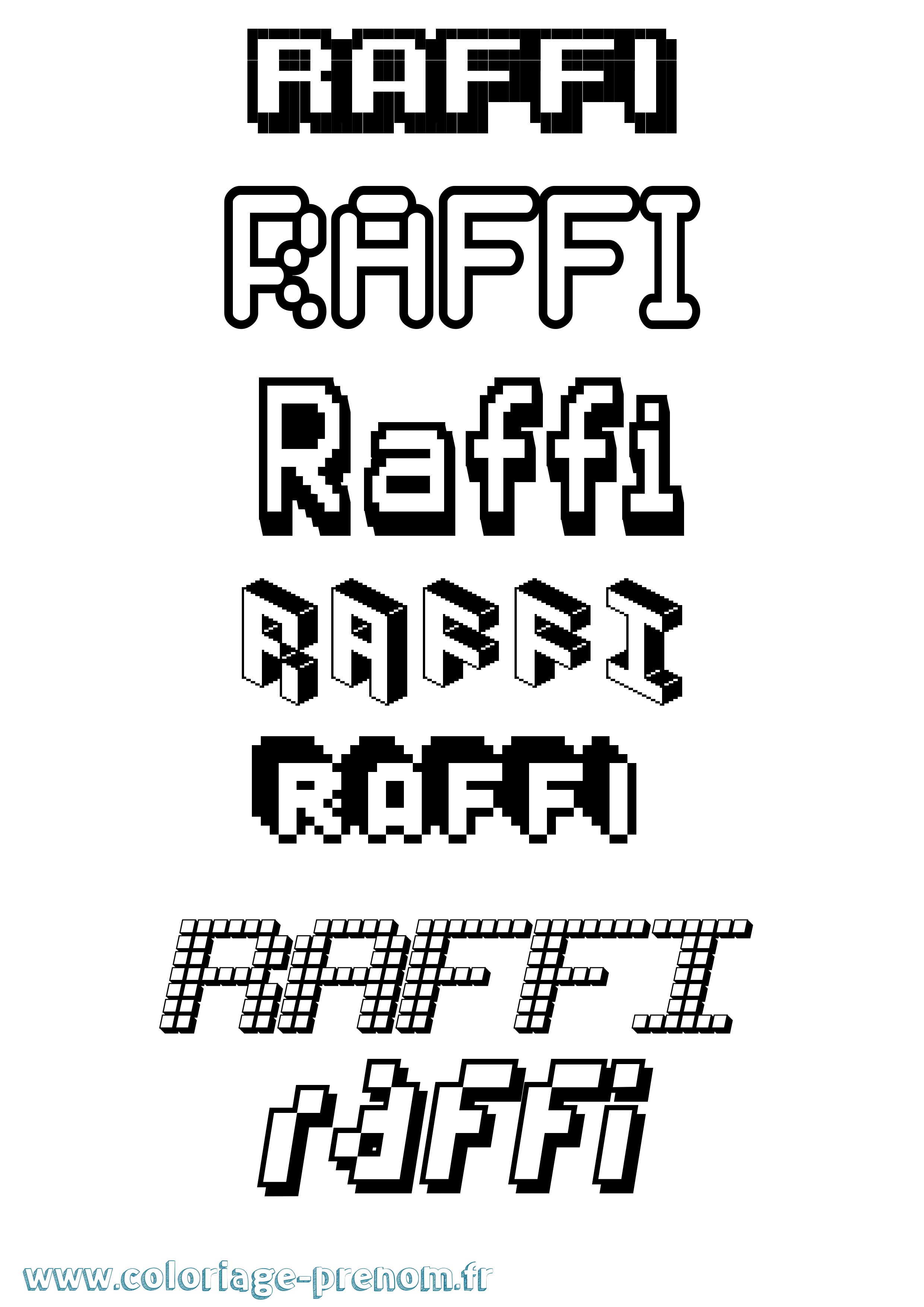 Coloriage Raffi Pixel Coloriage prénom Raffi Pixel
