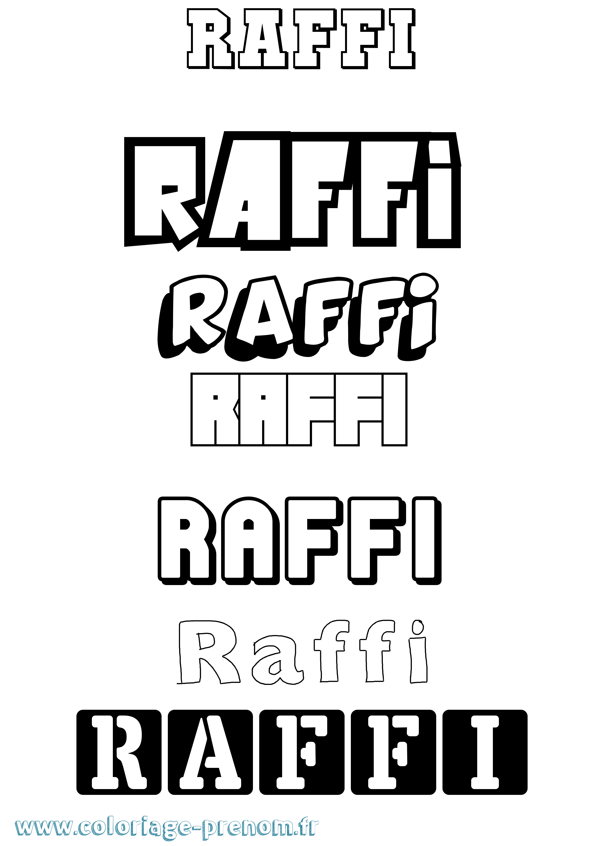 Coloriage prénom Raffi Simple
