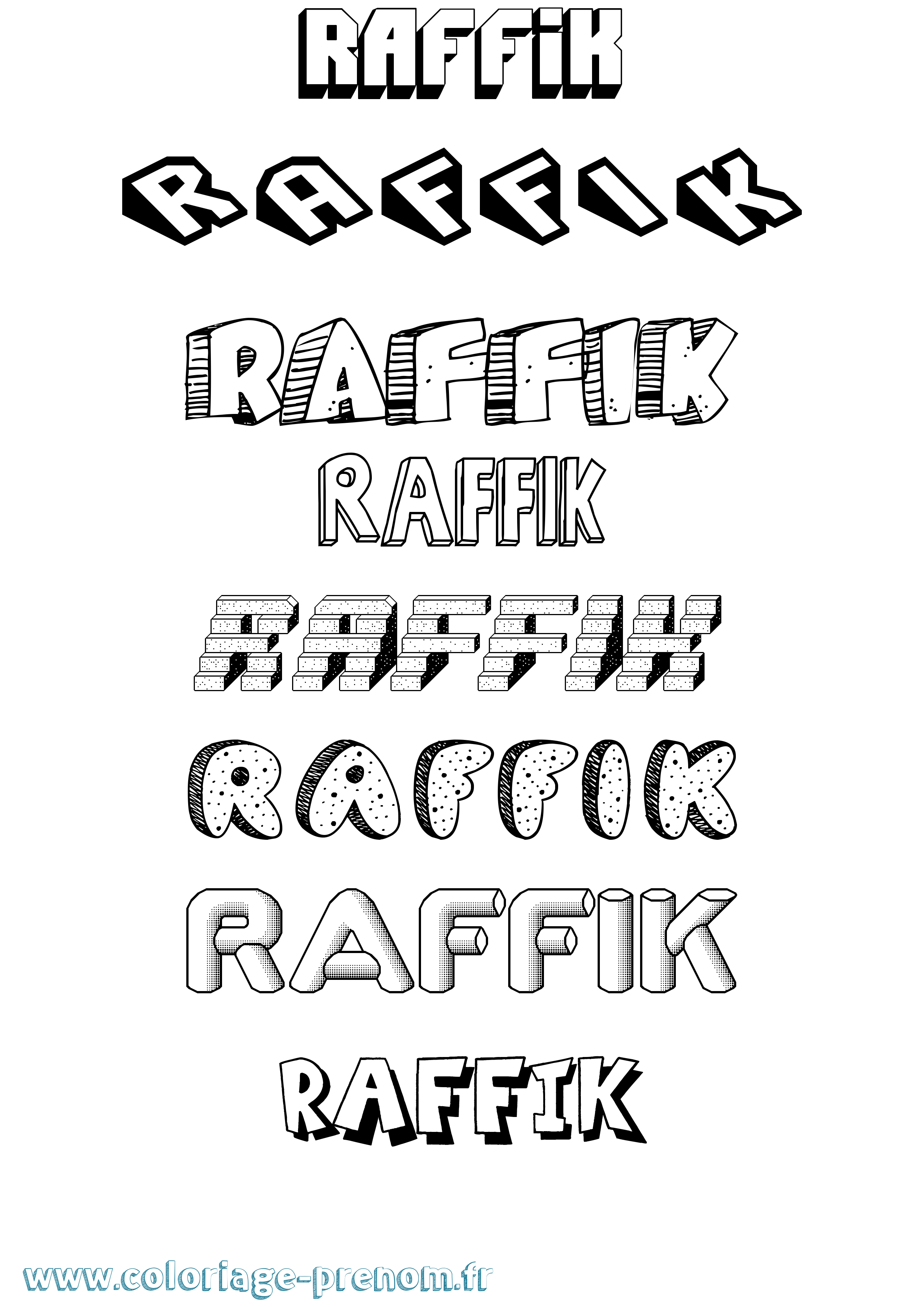Coloriage prénom Raffik Effet 3D