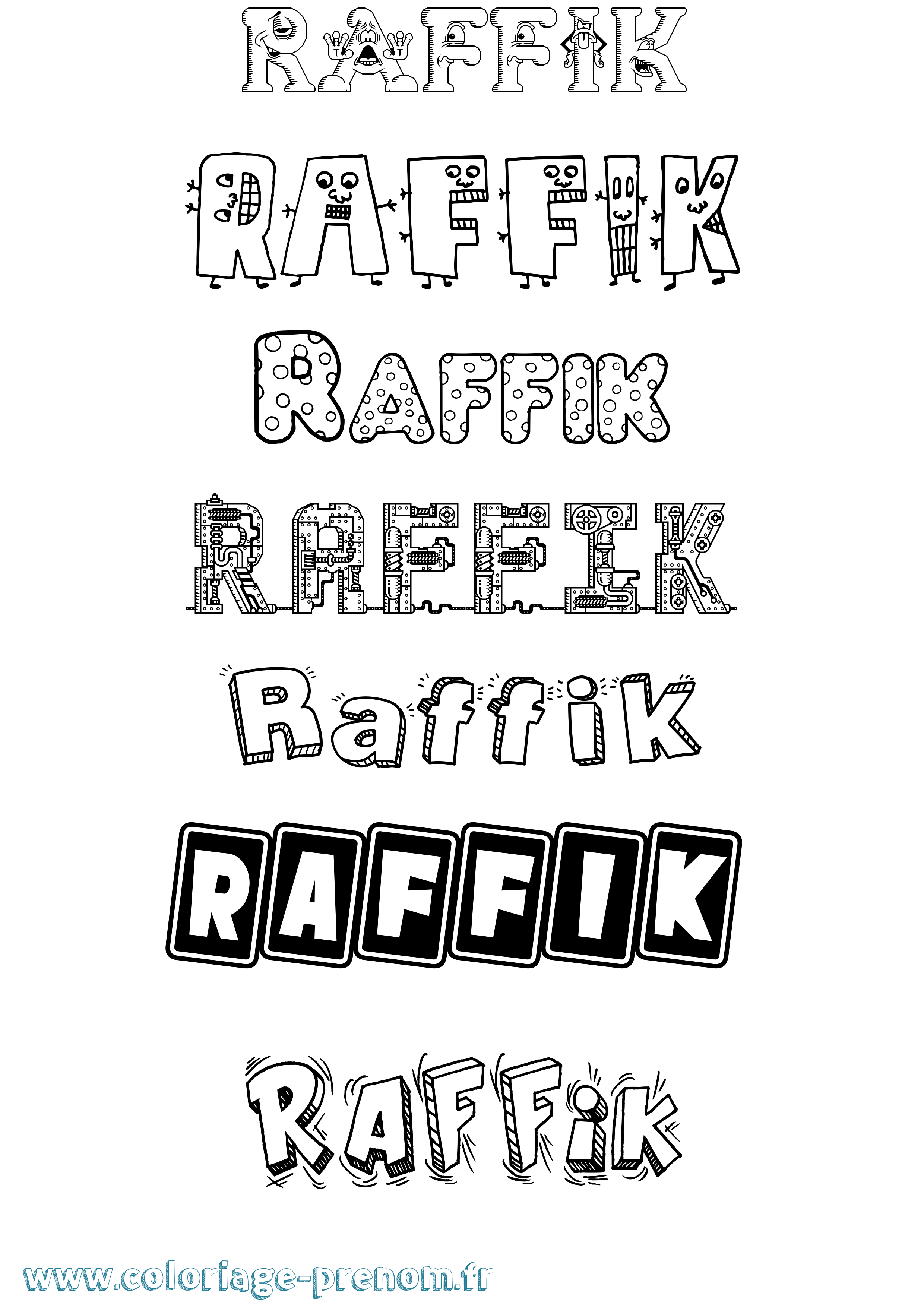Coloriage prénom Raffik Fun