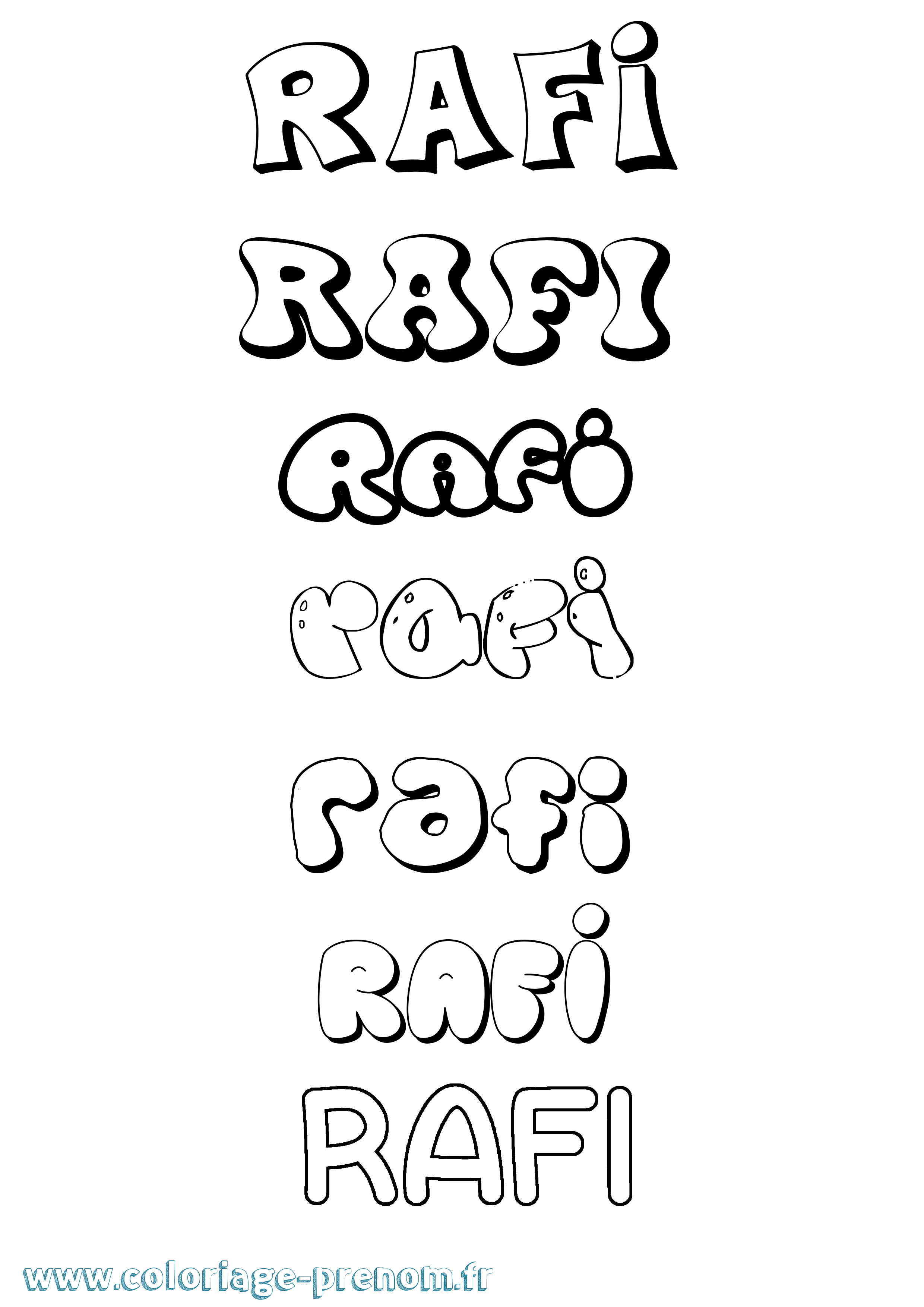 Coloriage Rafi Bubble Coloriage prénom Rafi Bubble