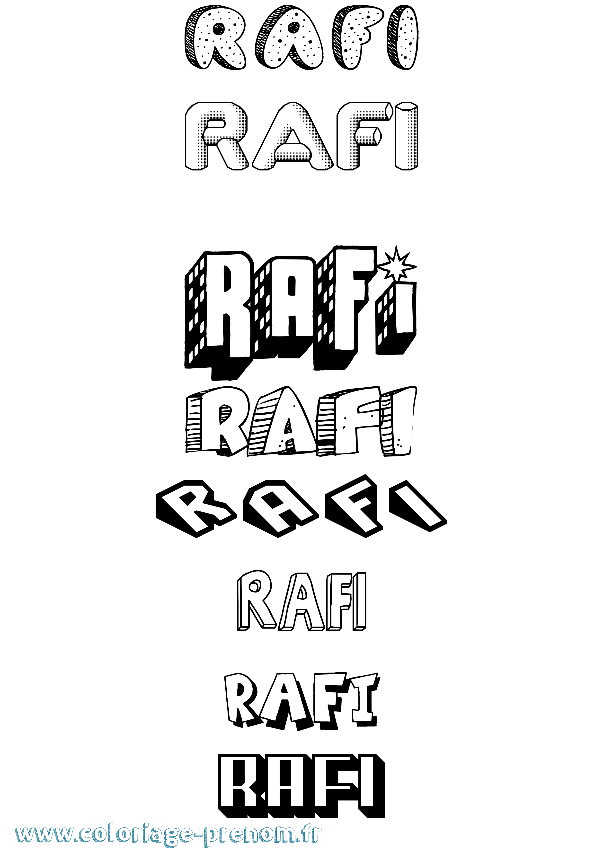 Coloriage Rafi Effet 3D Coloriage prénom Rafi Effet 3D