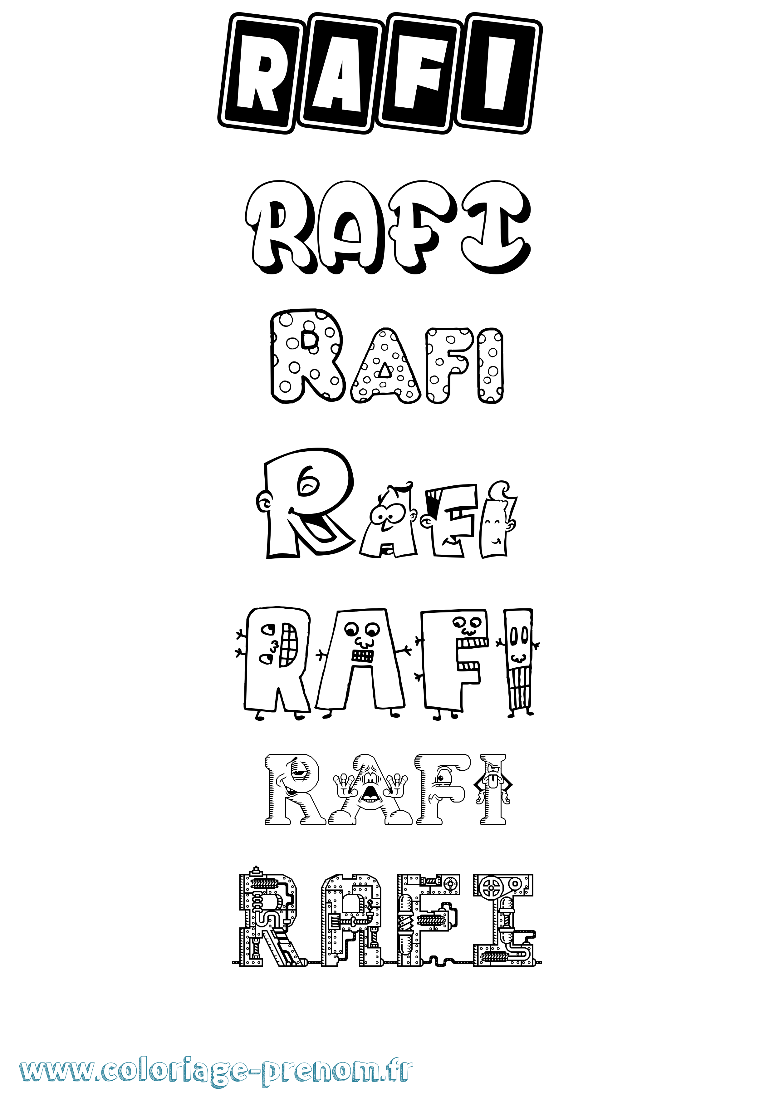 Coloriage Rafi Fun Coloriage prénom Rafi Fun