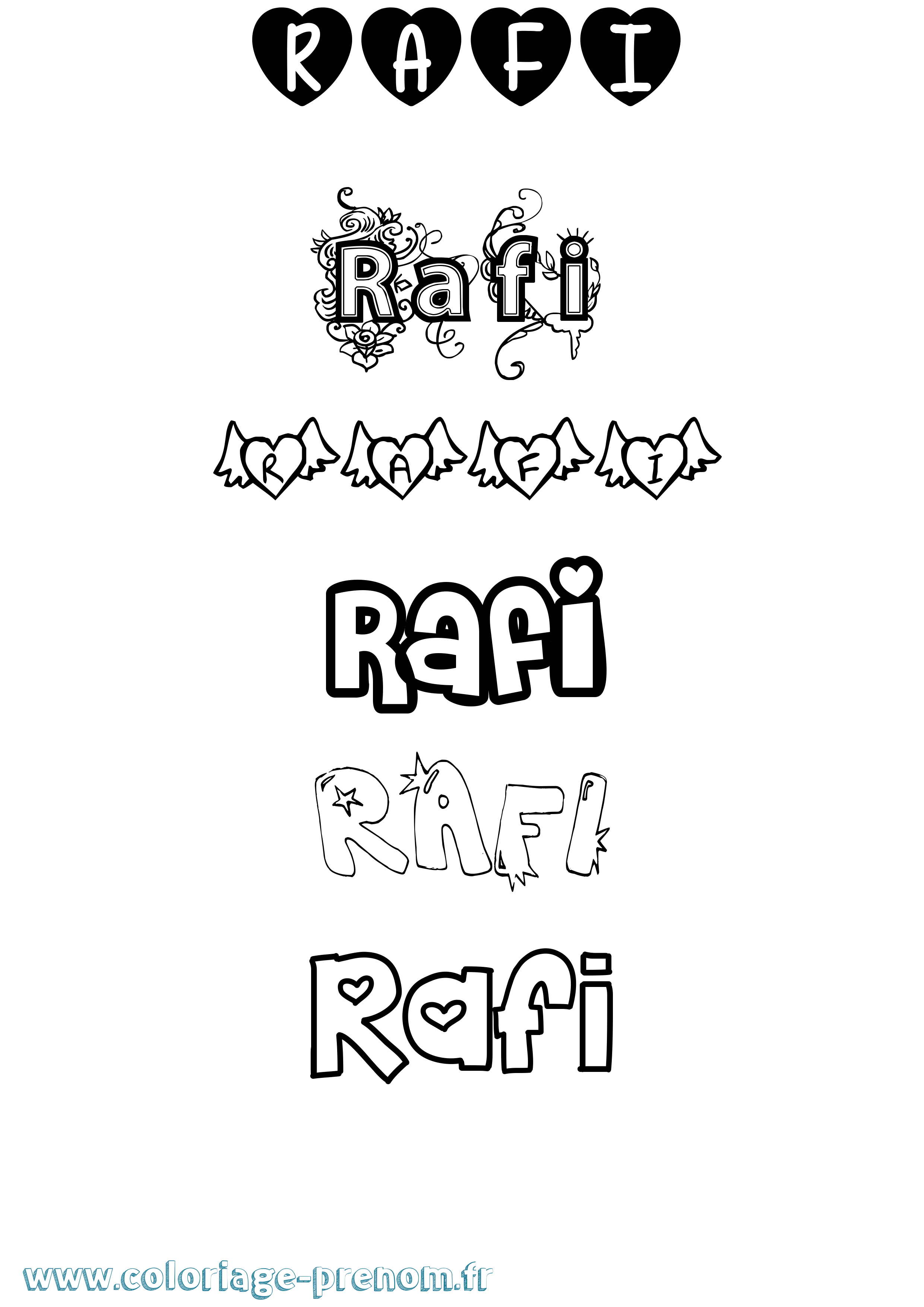 Coloriage Rafi Girly Coloriage prénom Rafi Girly