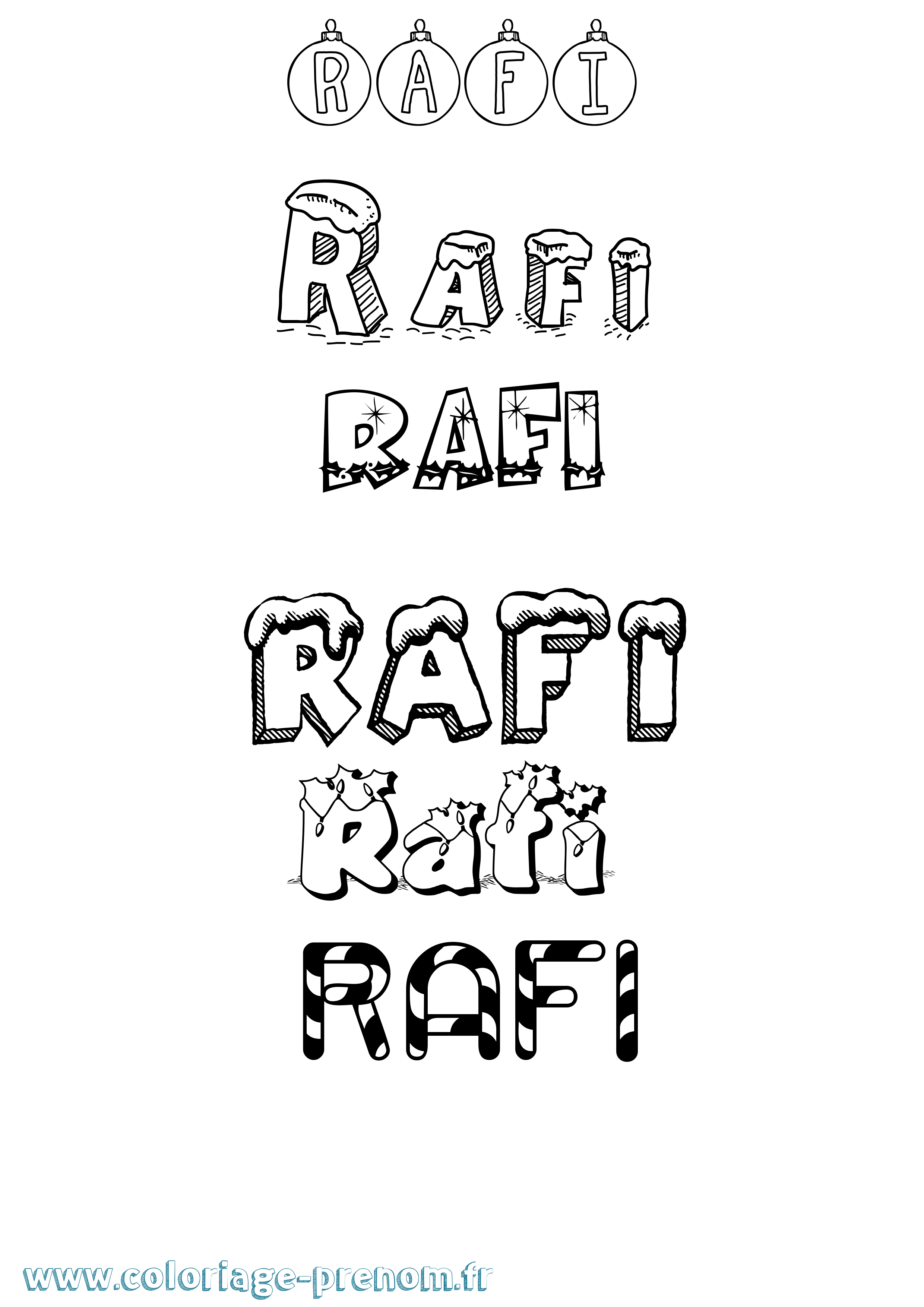 Coloriage Rafi Noël Coloriage prénom Rafi Noël