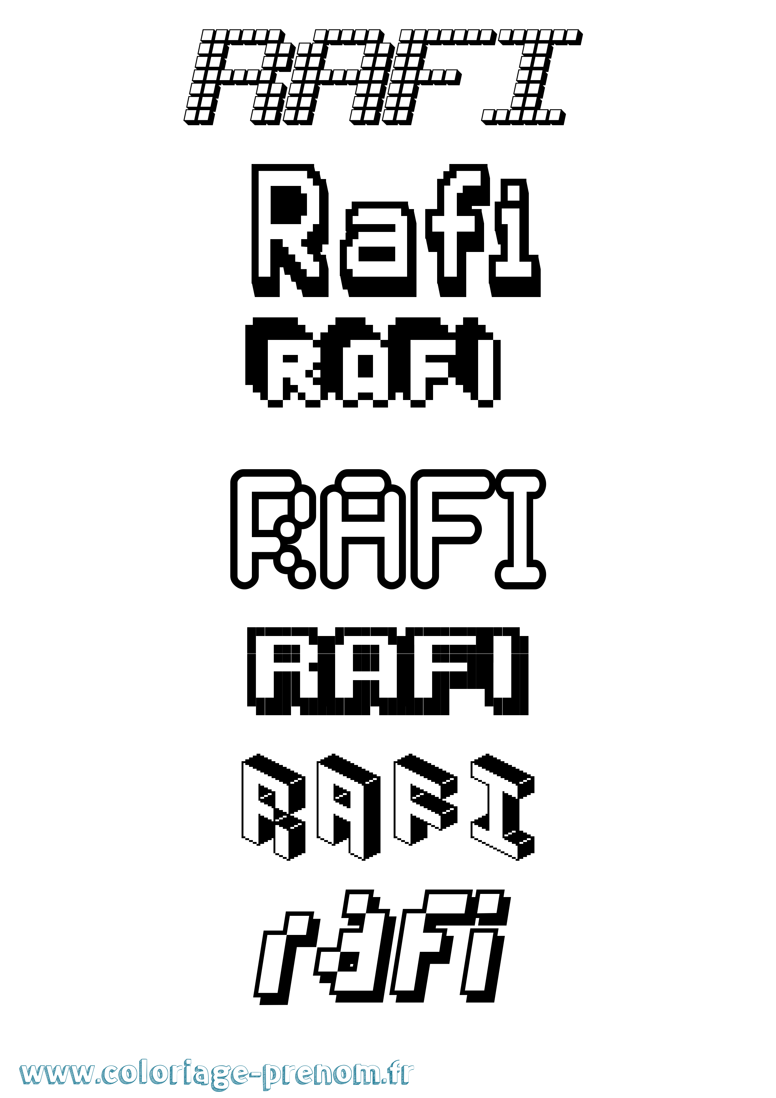 Coloriage Rafi Pixel Coloriage prénom Rafi Pixel