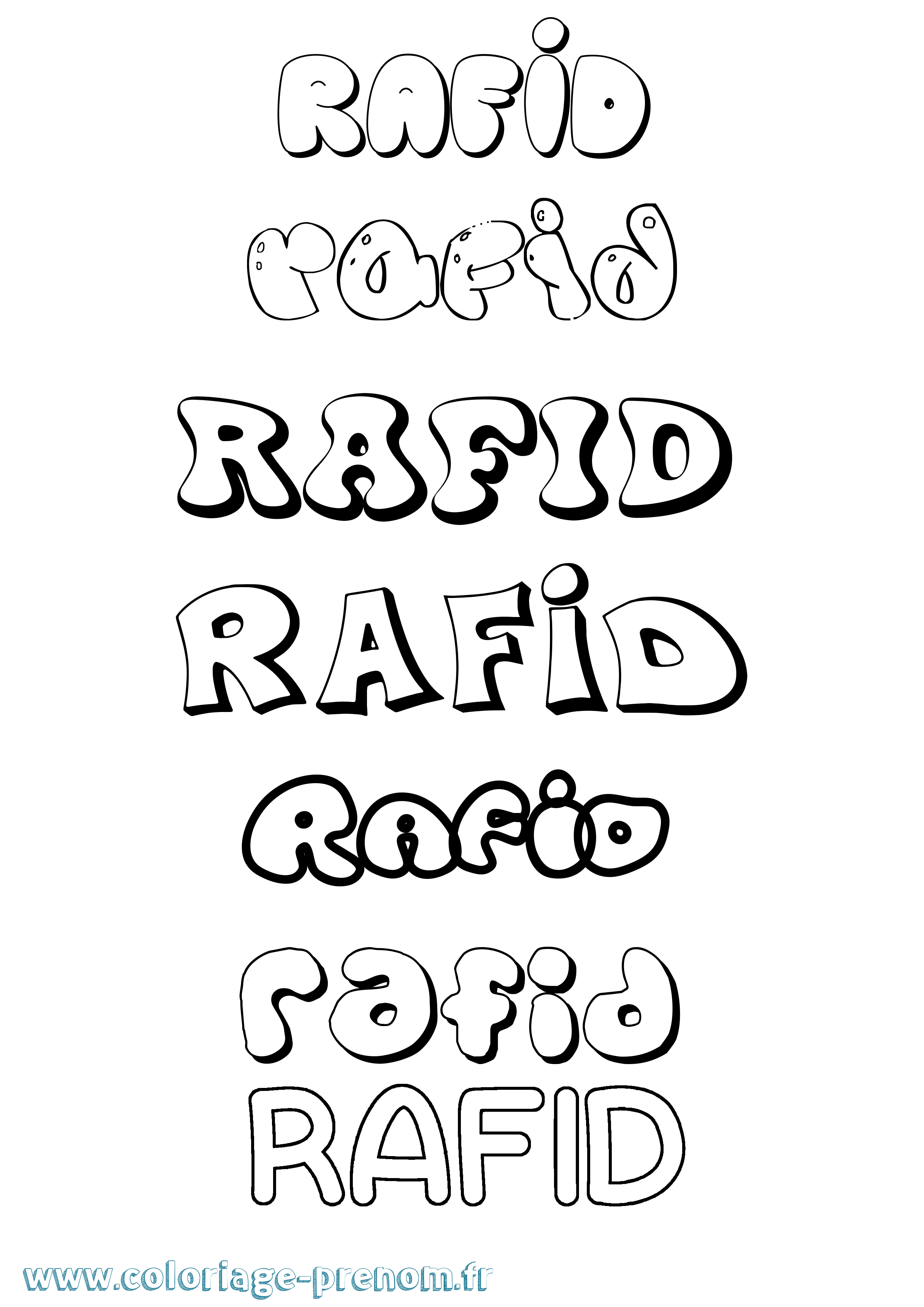 Coloriage Rafid Bubble Coloriage prénom Rafid Bubble