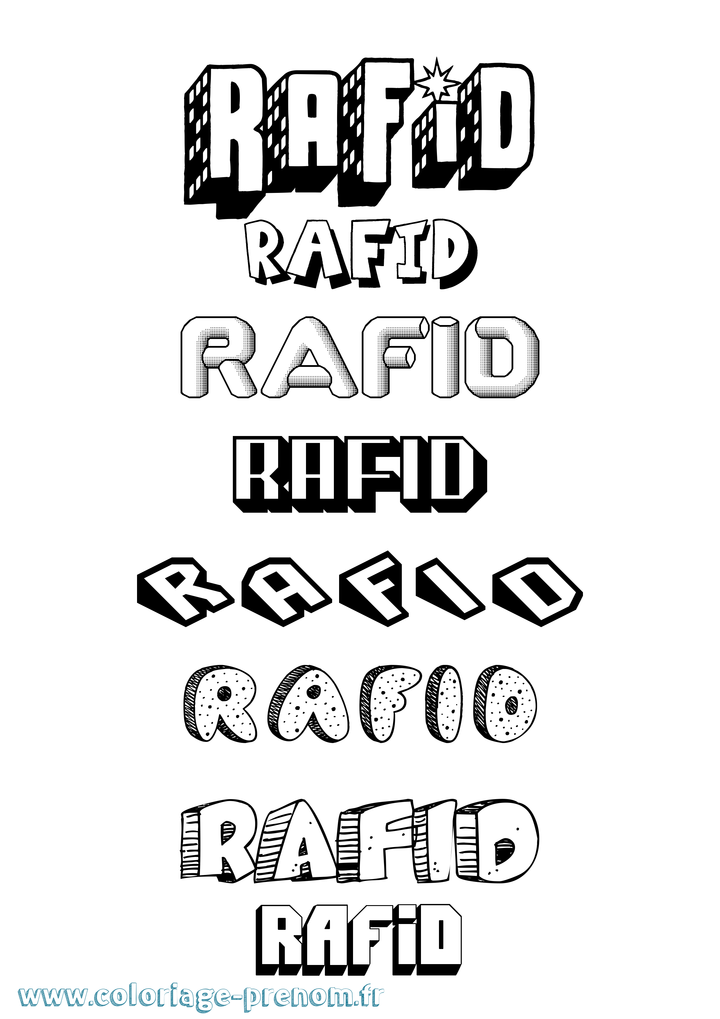 Coloriage Rafid Effet 3D Coloriage prénom Rafid Effet 3D