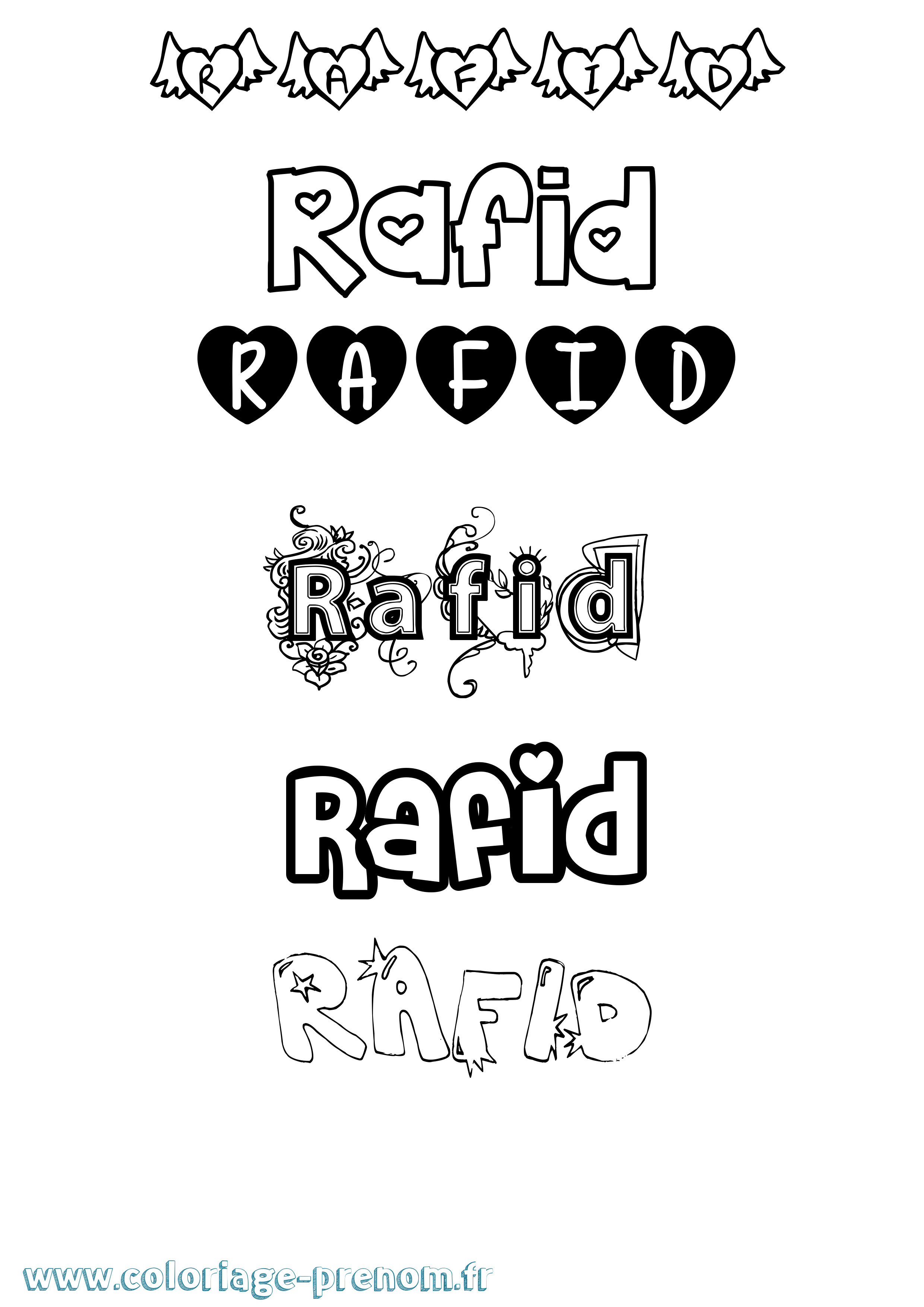 Coloriage Rafid Girly Coloriage prénom Rafid Girly