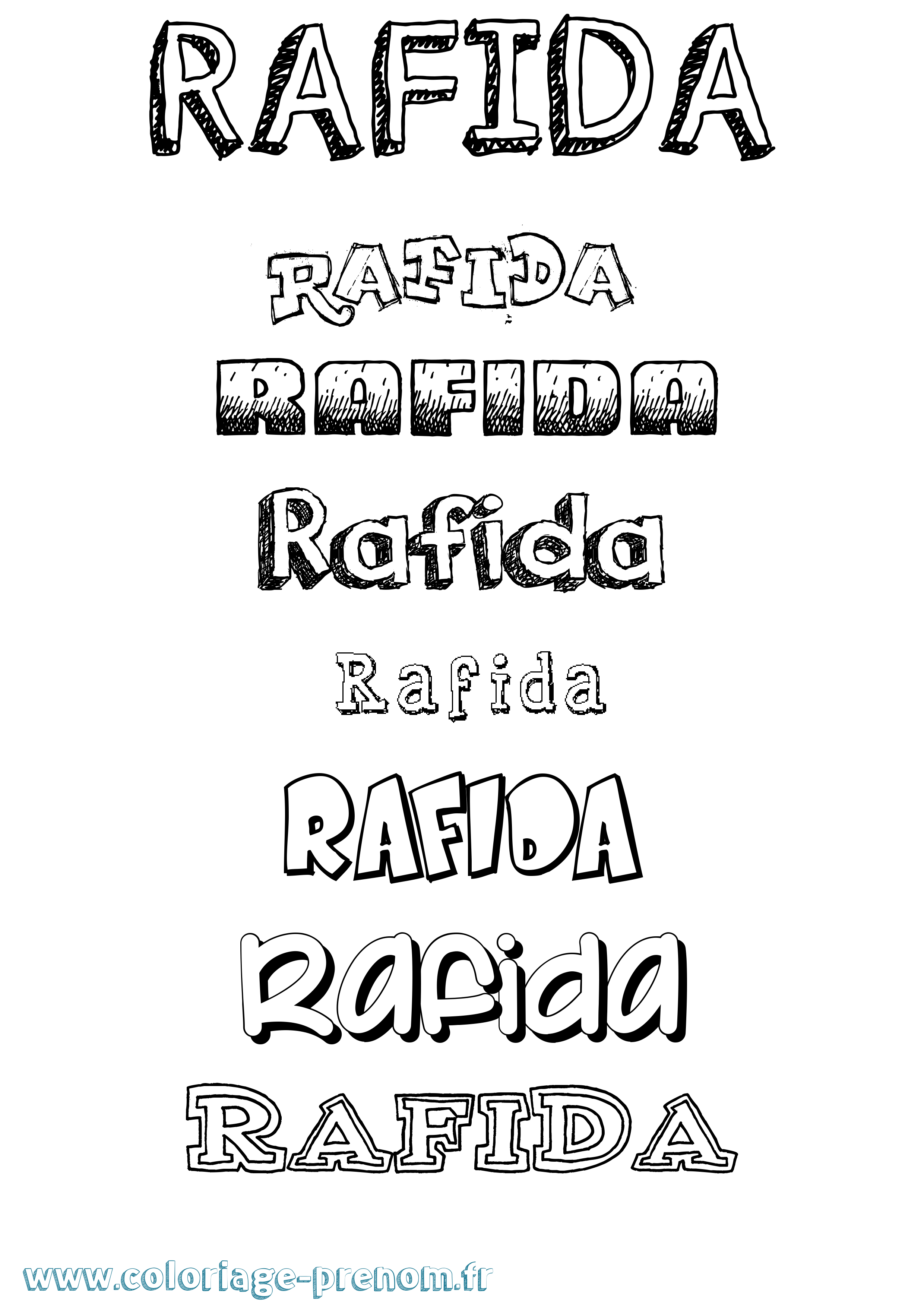 Coloriage prénom Rafida Dessiné