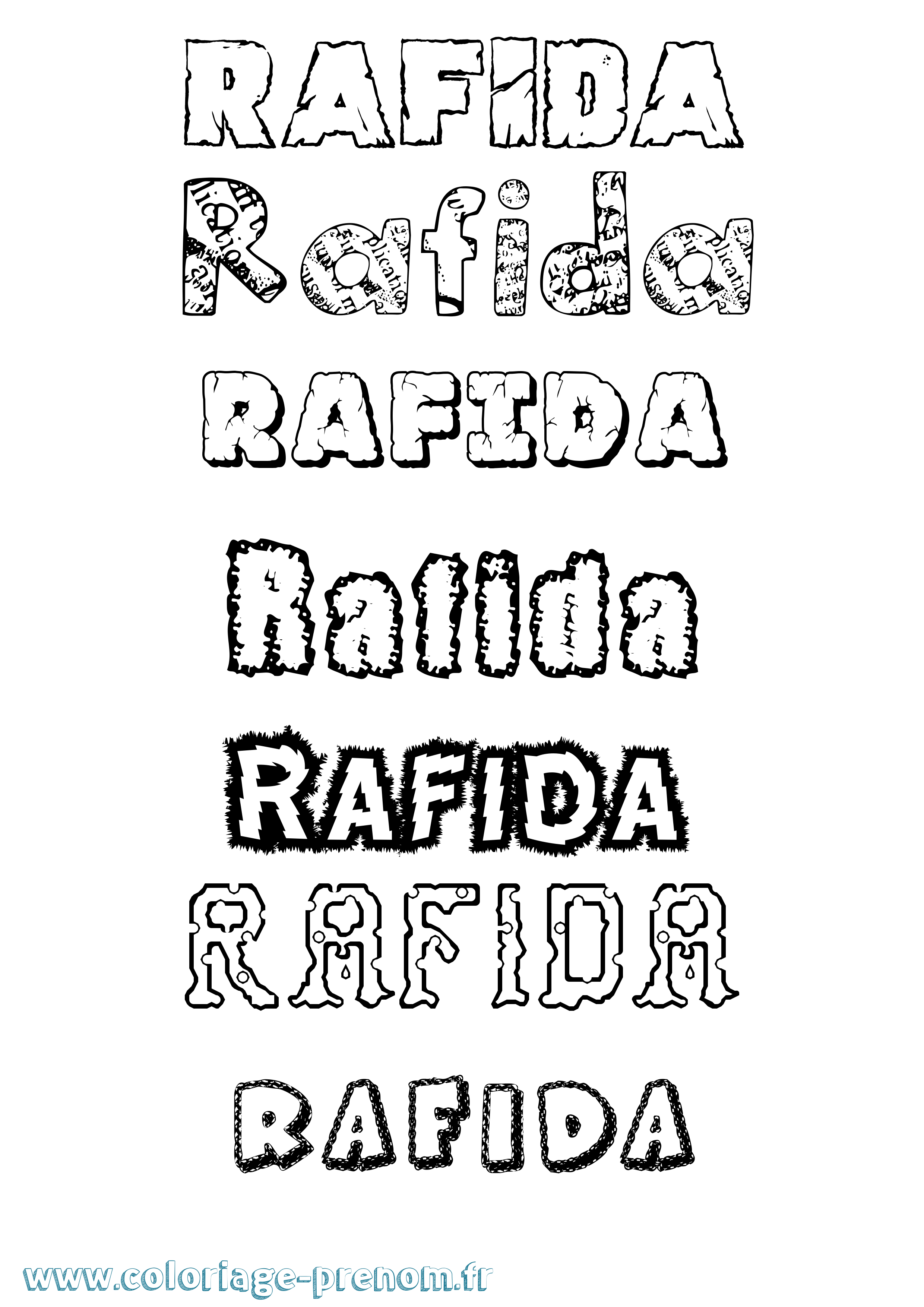 Coloriage prénom Rafida Destructuré