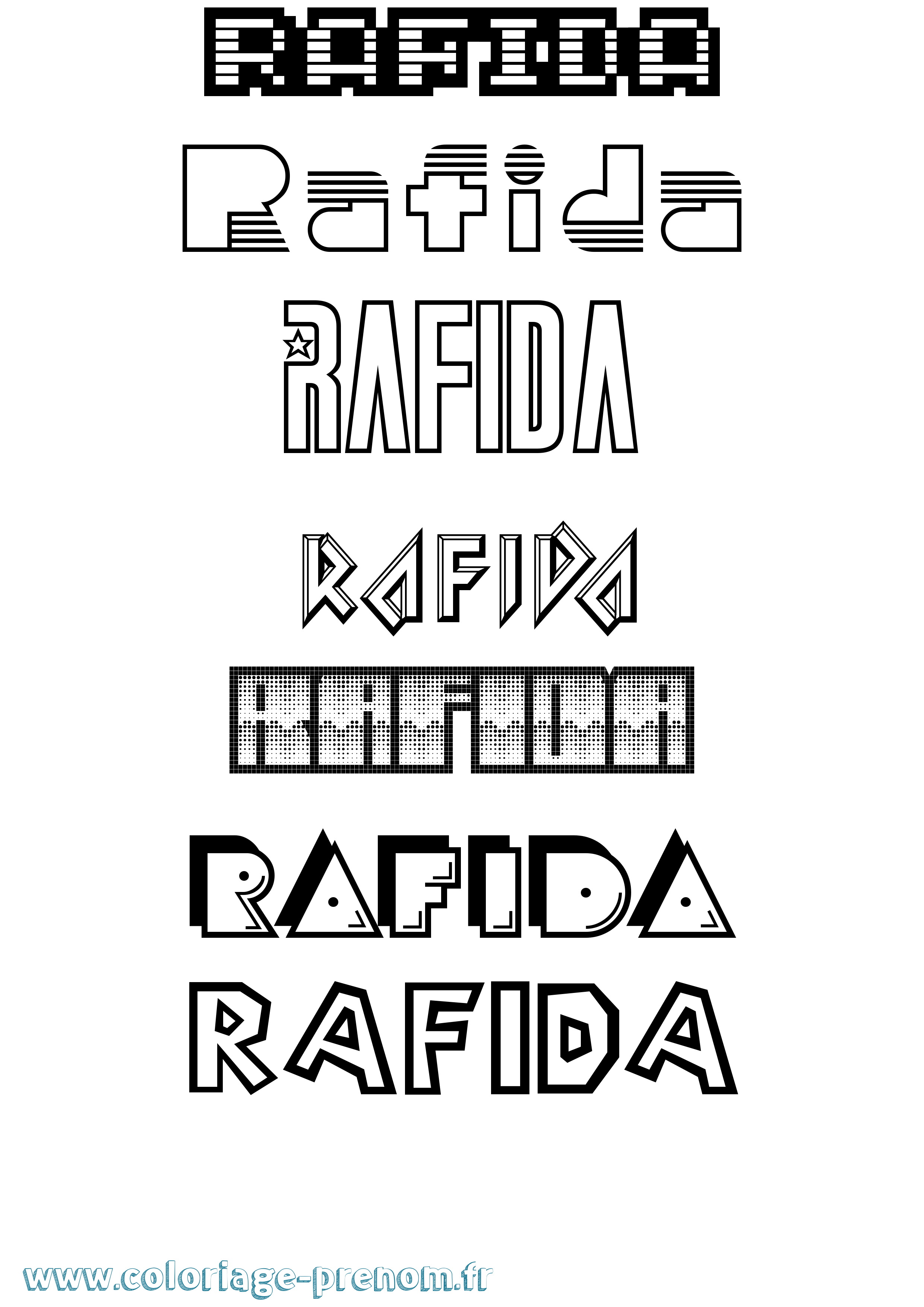 Coloriage prénom Rafida Jeux Vidéos