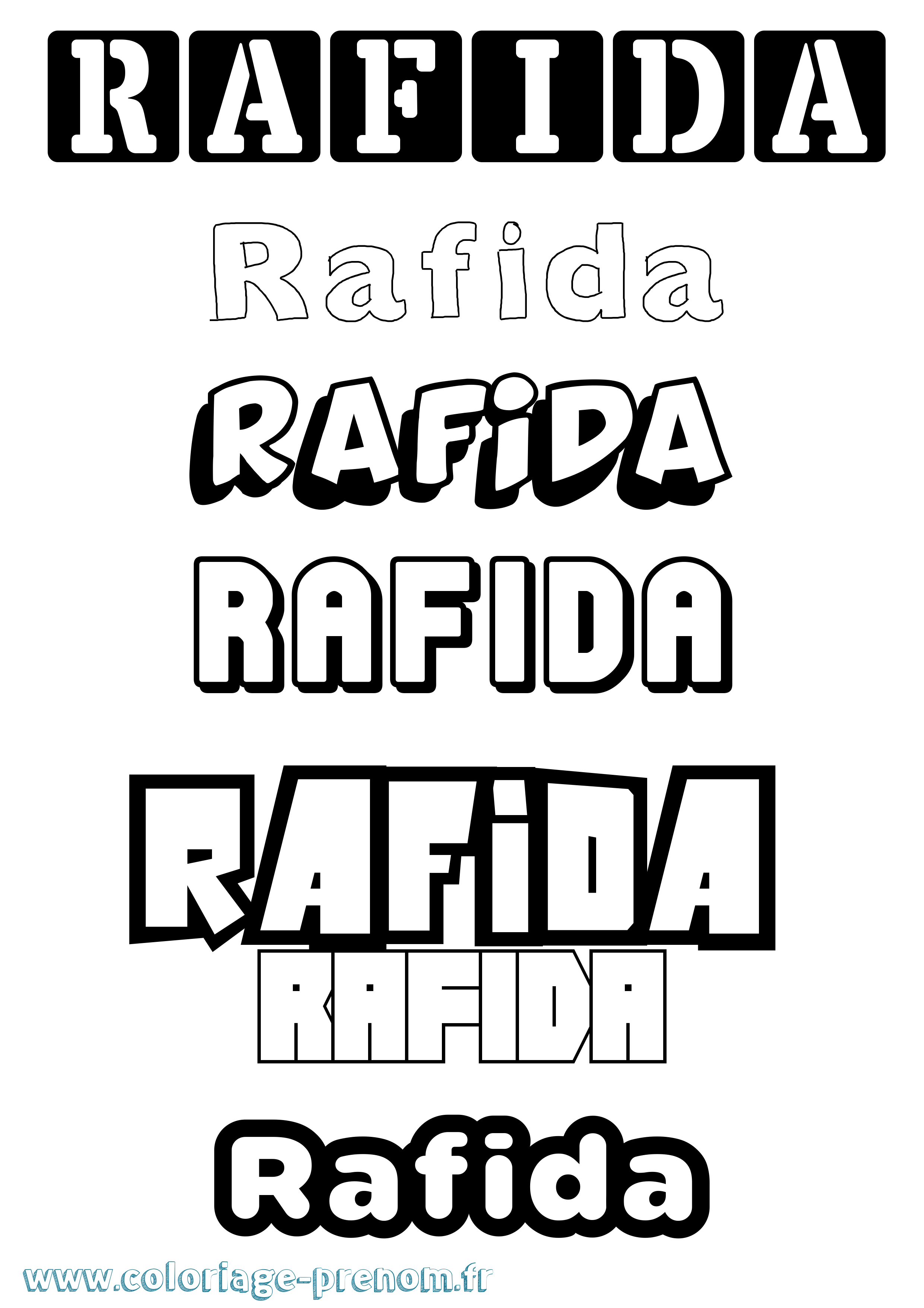 Coloriage prénom Rafida Simple
