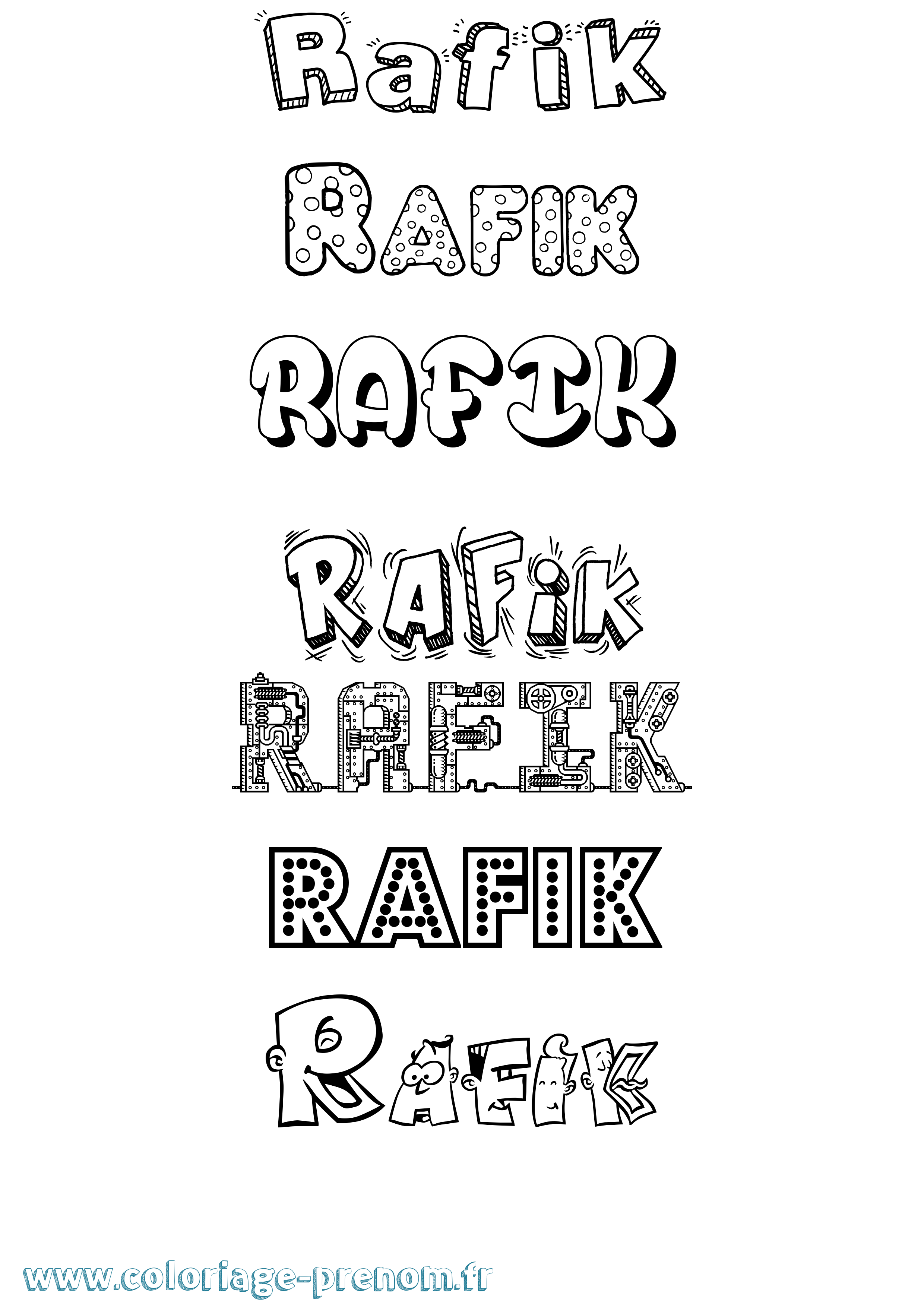 Coloriage prénom Rafik Fun