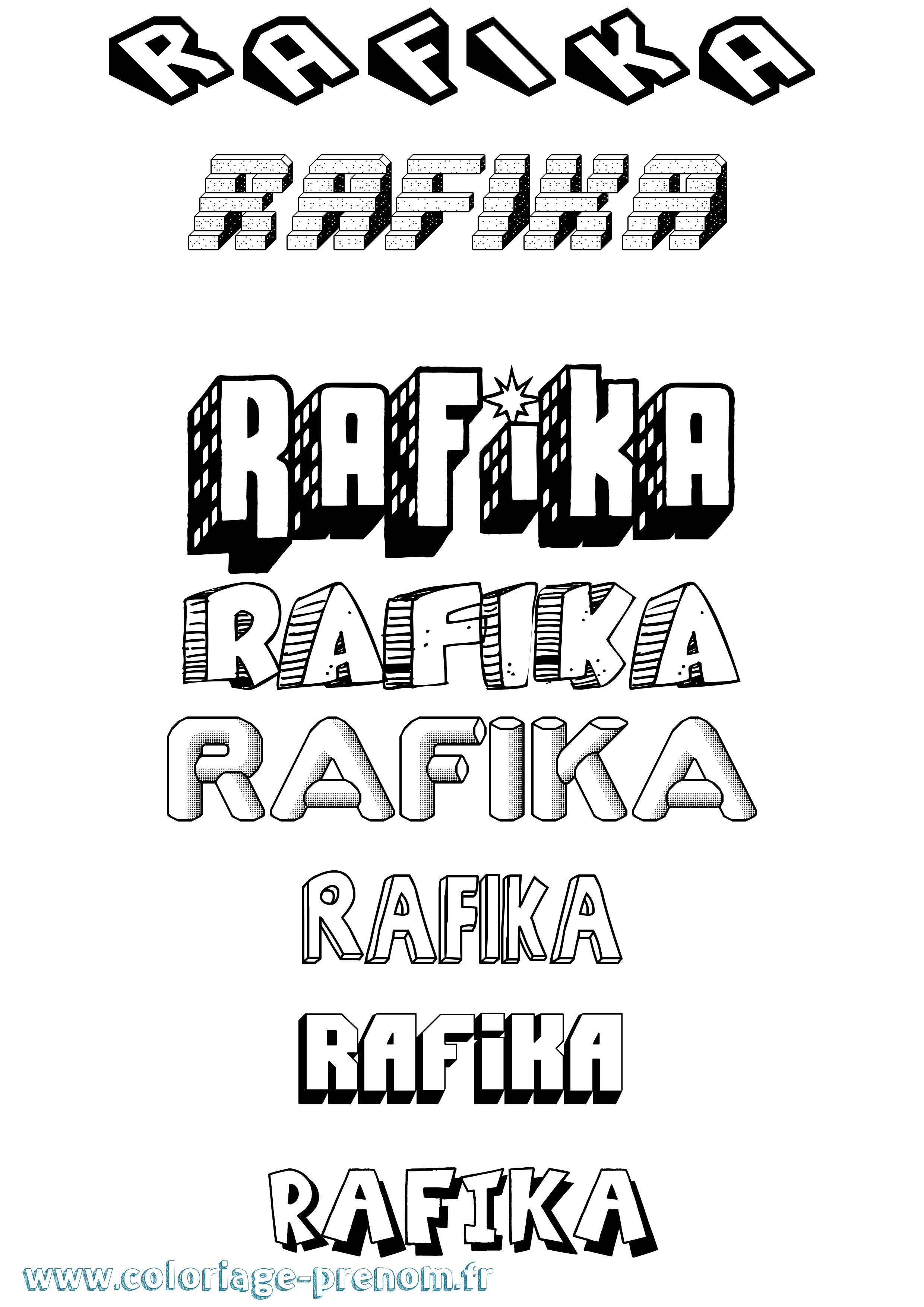 Coloriage prénom Rafika Effet 3D