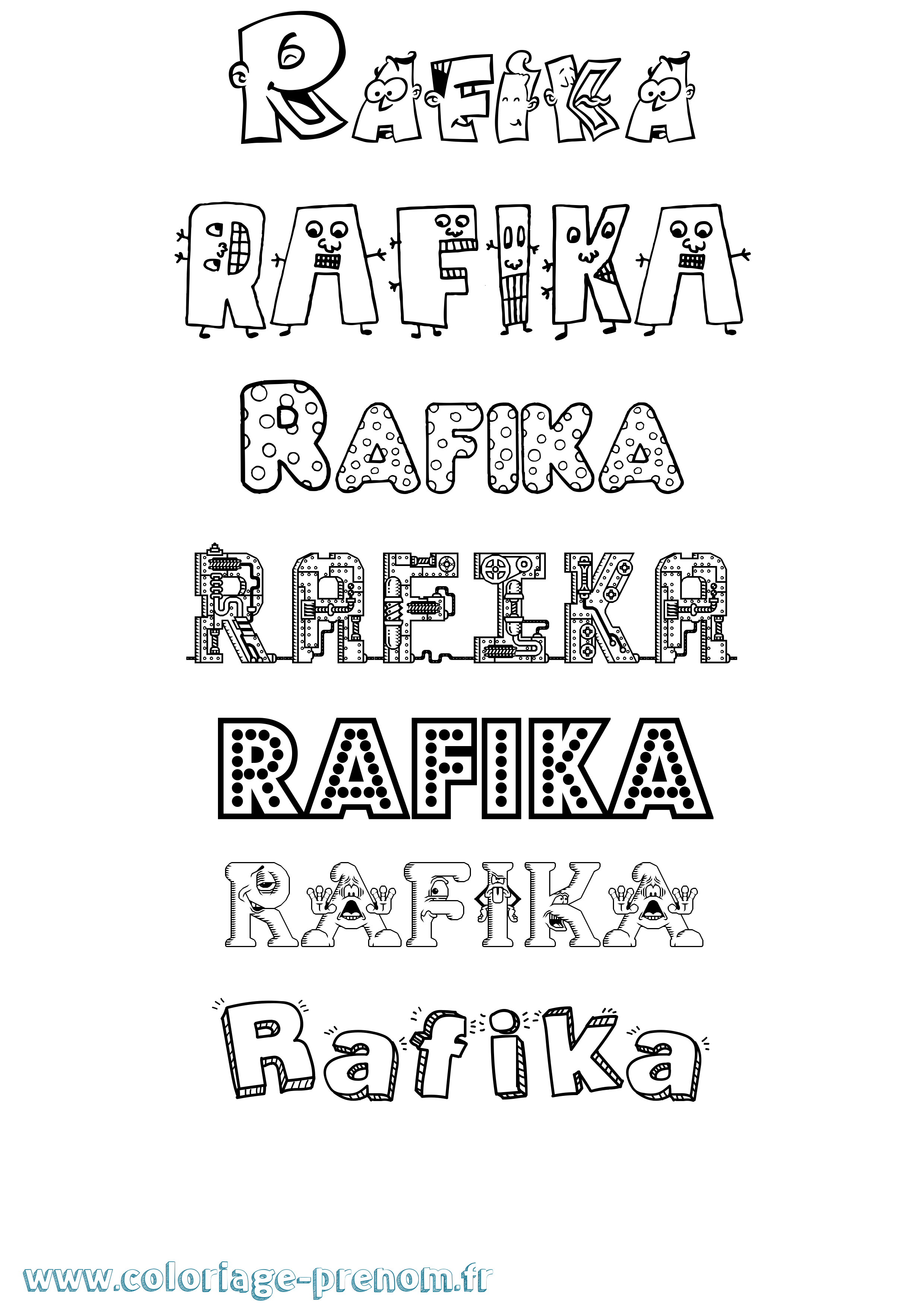 Coloriage prénom Rafika Fun
