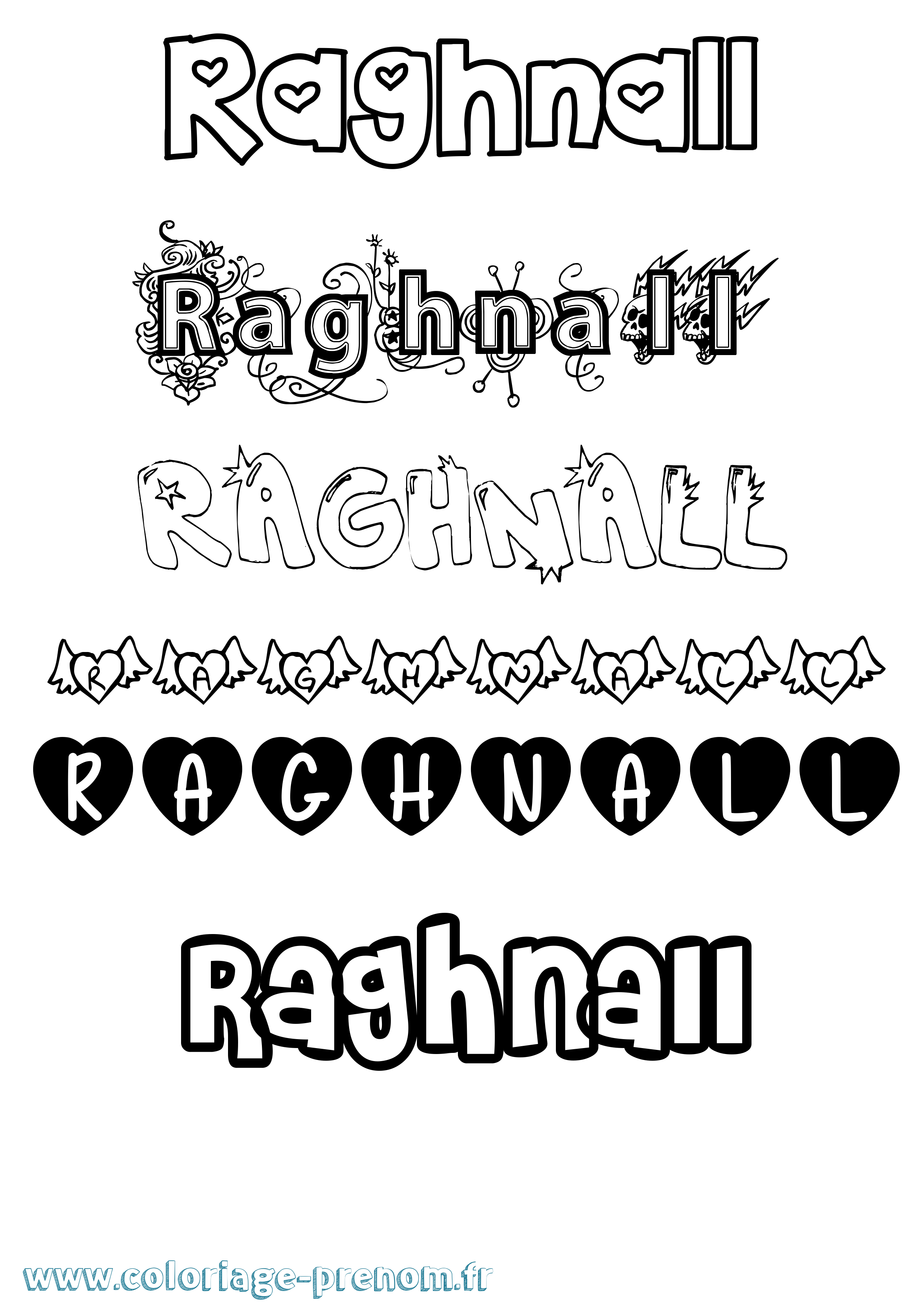 Coloriage Raghnall Girly Coloriage prénom Raghnall Girly