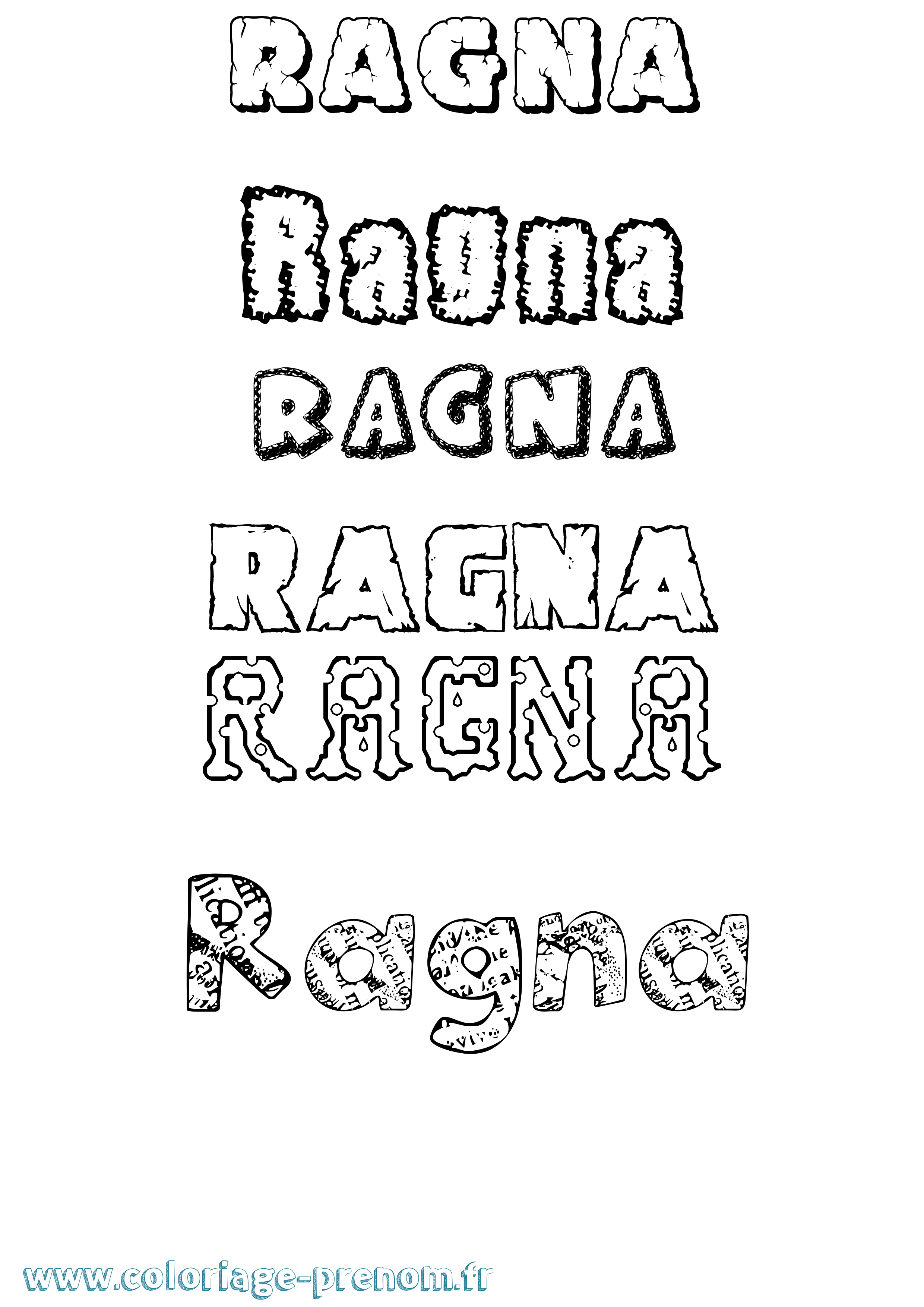 Coloriage prénom Ragna Destructuré