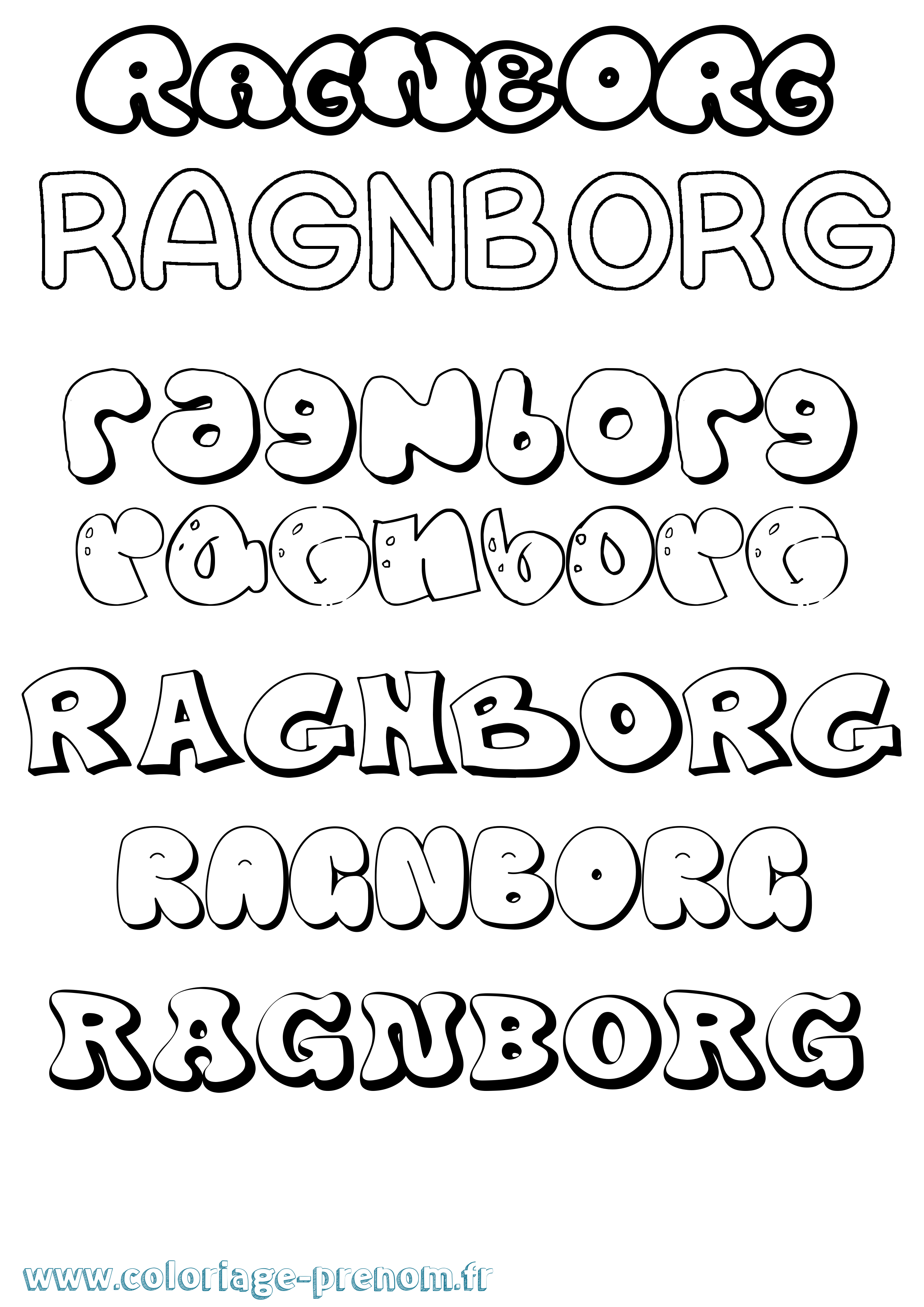 Coloriage prénom Ragnborg Bubble