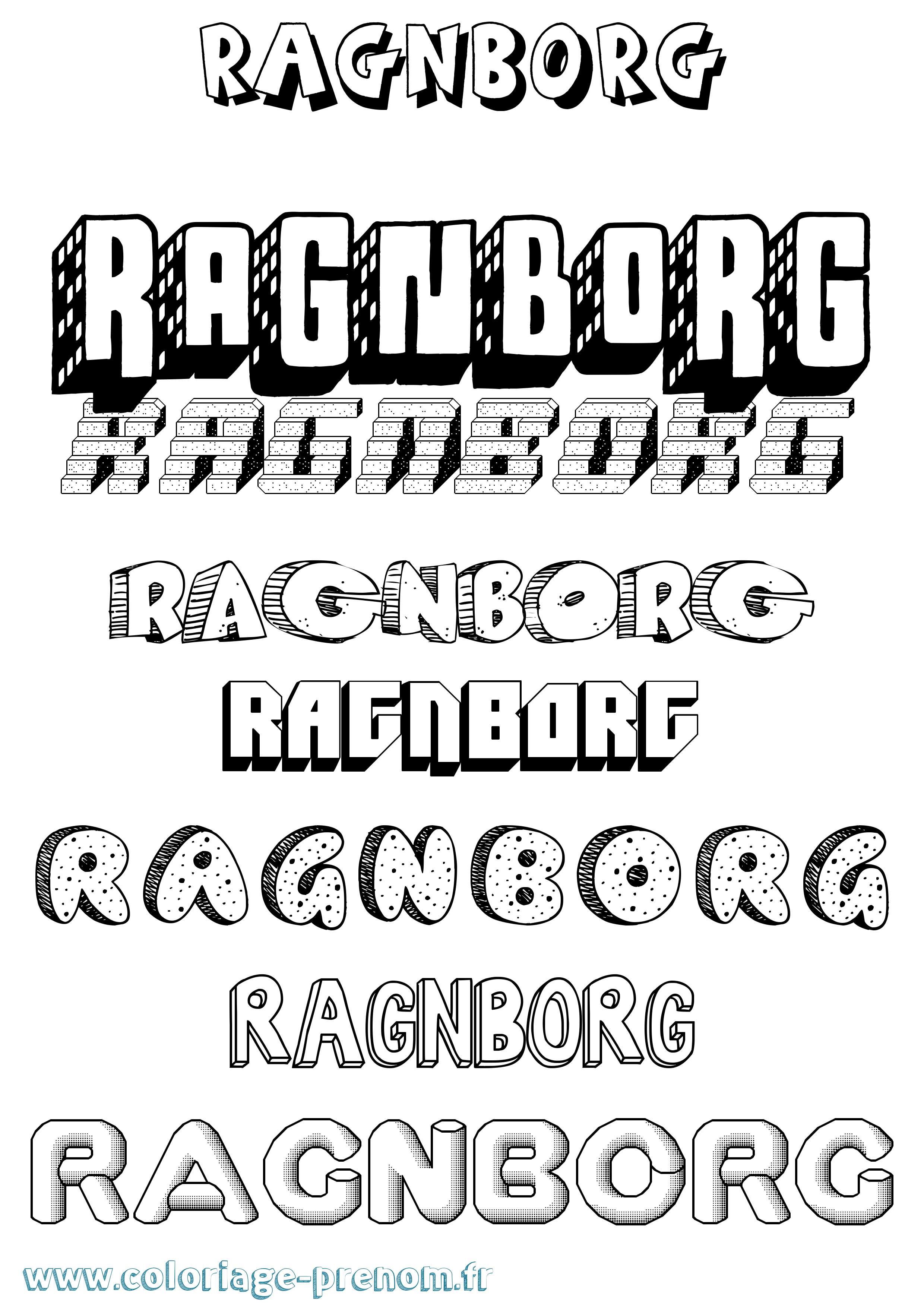 Coloriage prénom Ragnborg Effet 3D
