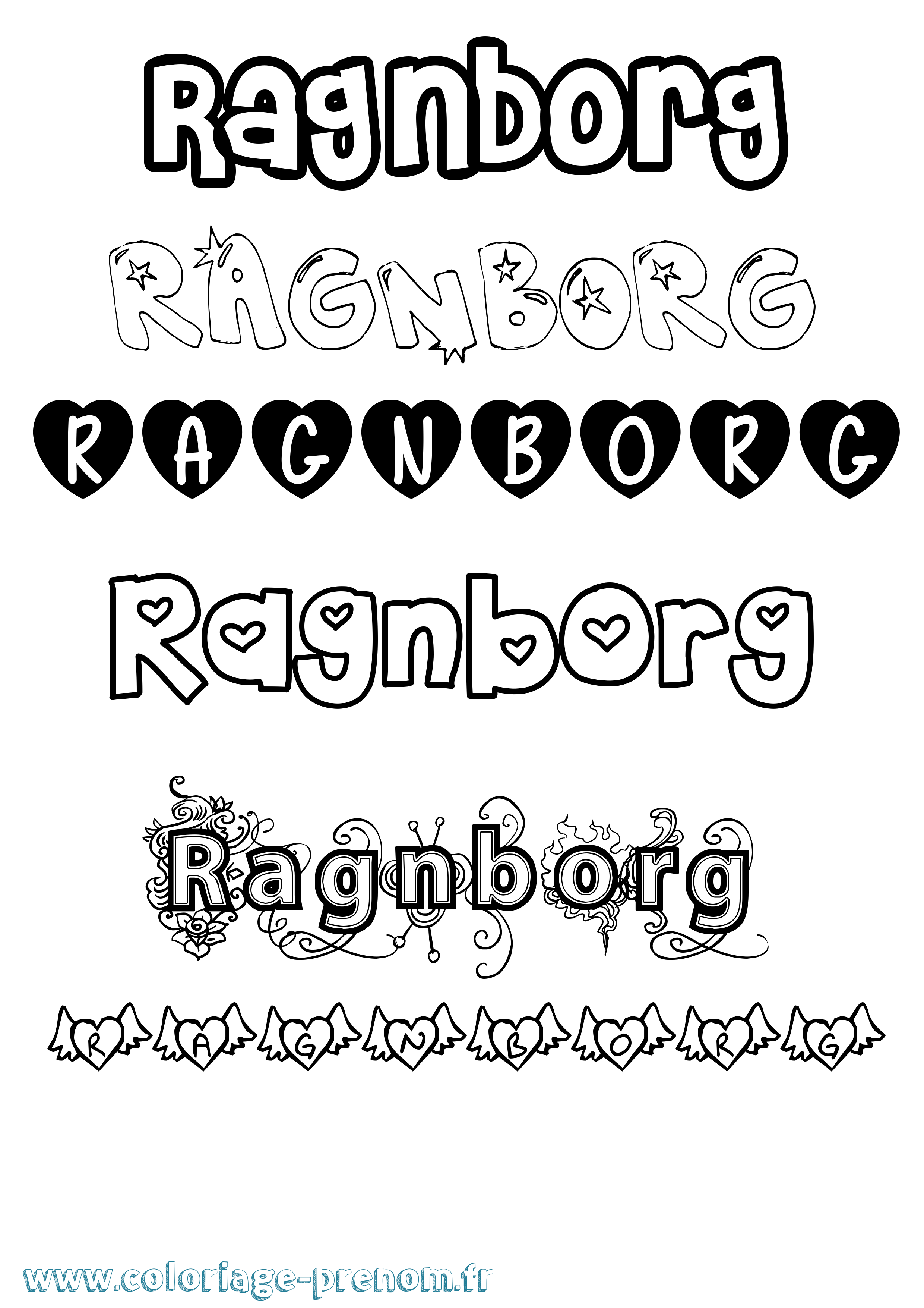 Coloriage prénom Ragnborg Girly
