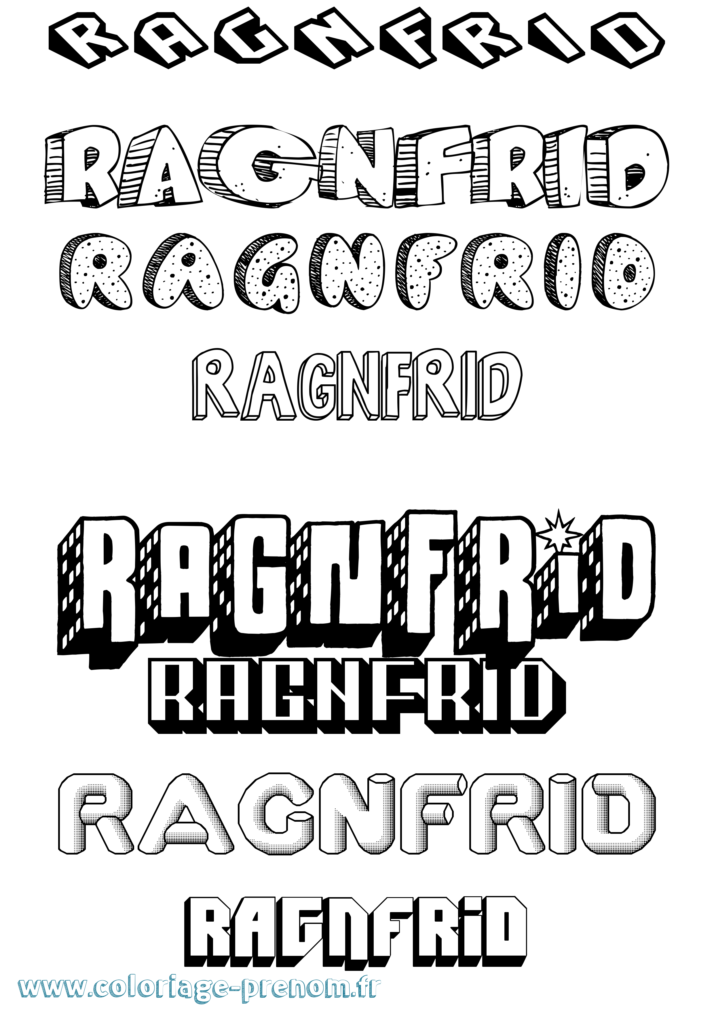 Coloriage prénom Ragnfrid Effet 3D