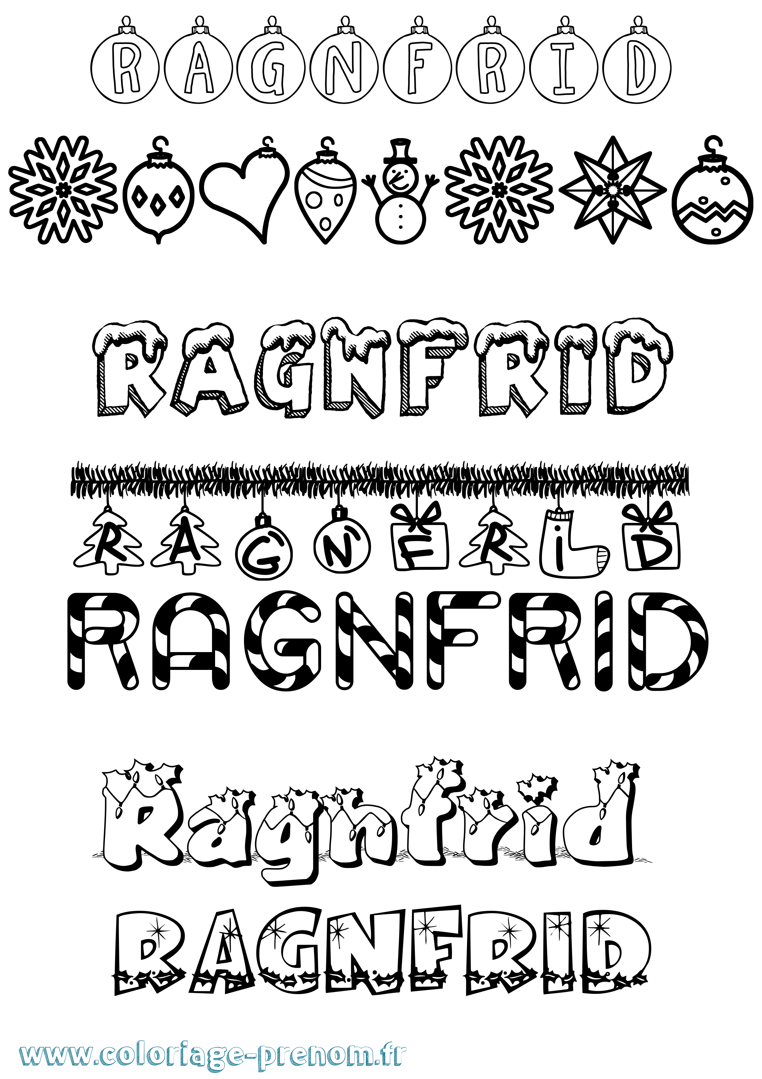 Coloriage prénom Ragnfrid Noël