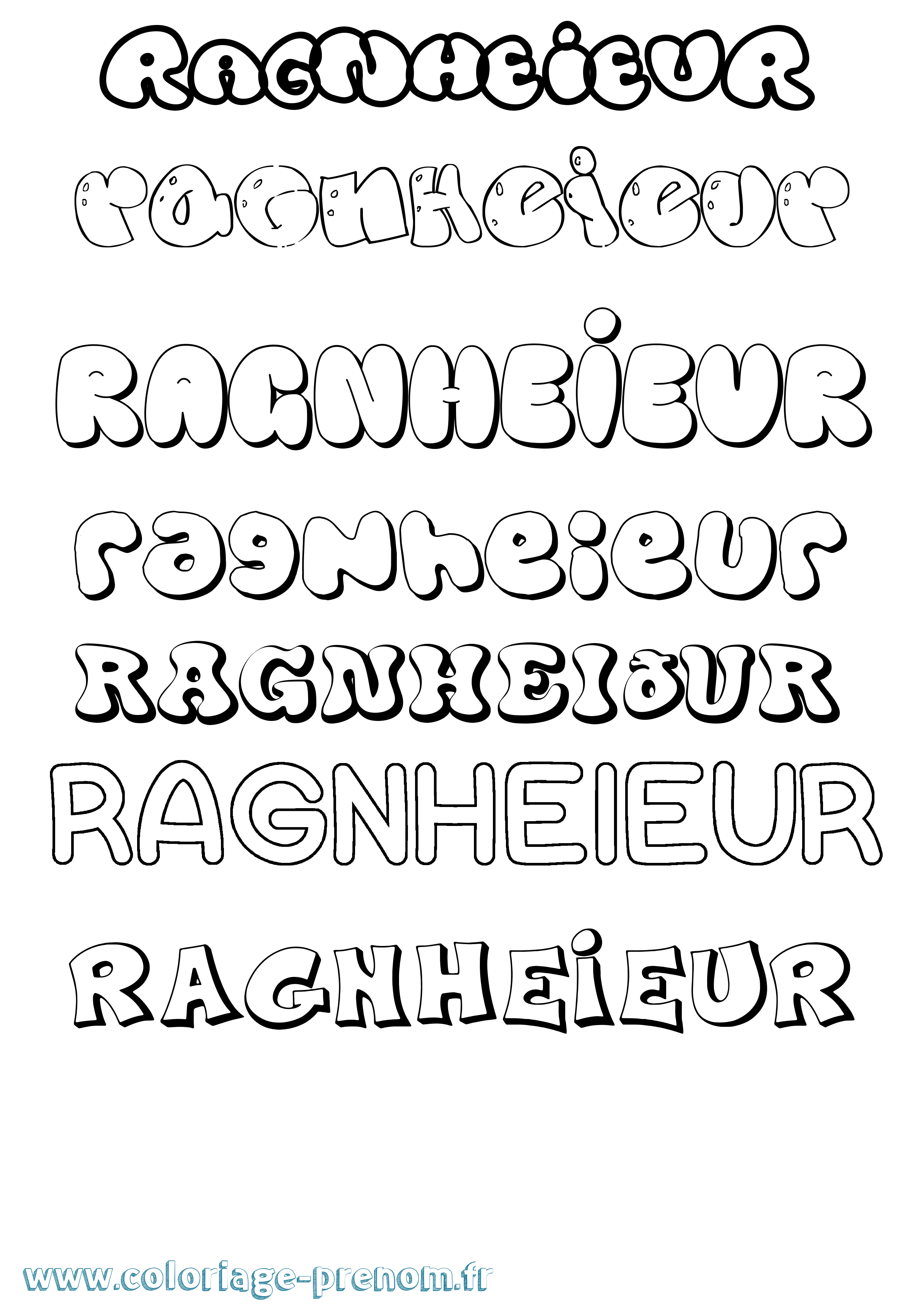Coloriage Ragnheiður Bubble Coloriage prénom Ragnheiður Bubble