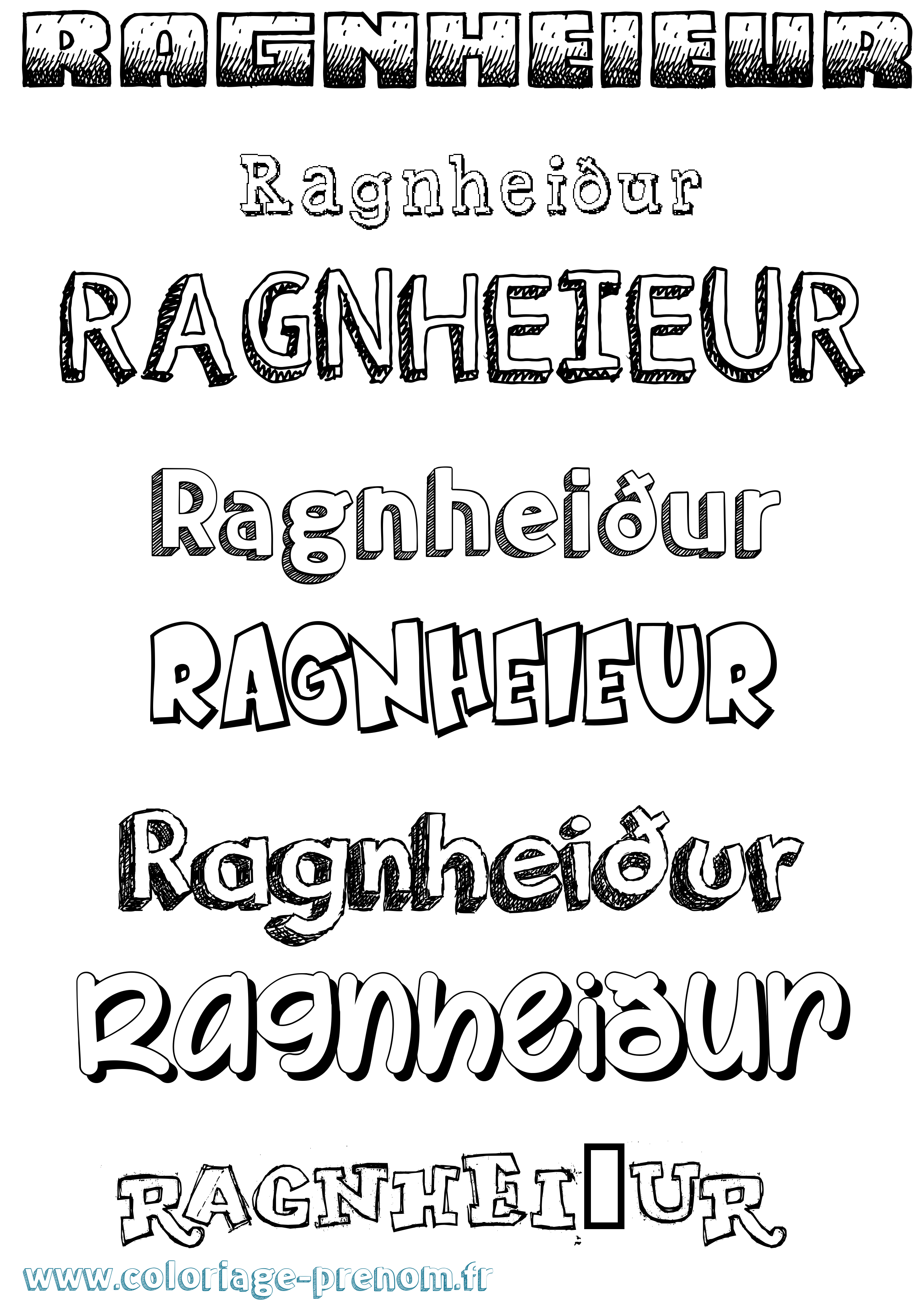 Coloriage Ragnheiður Dessiné Coloriage prénom Ragnheiður Dessiné