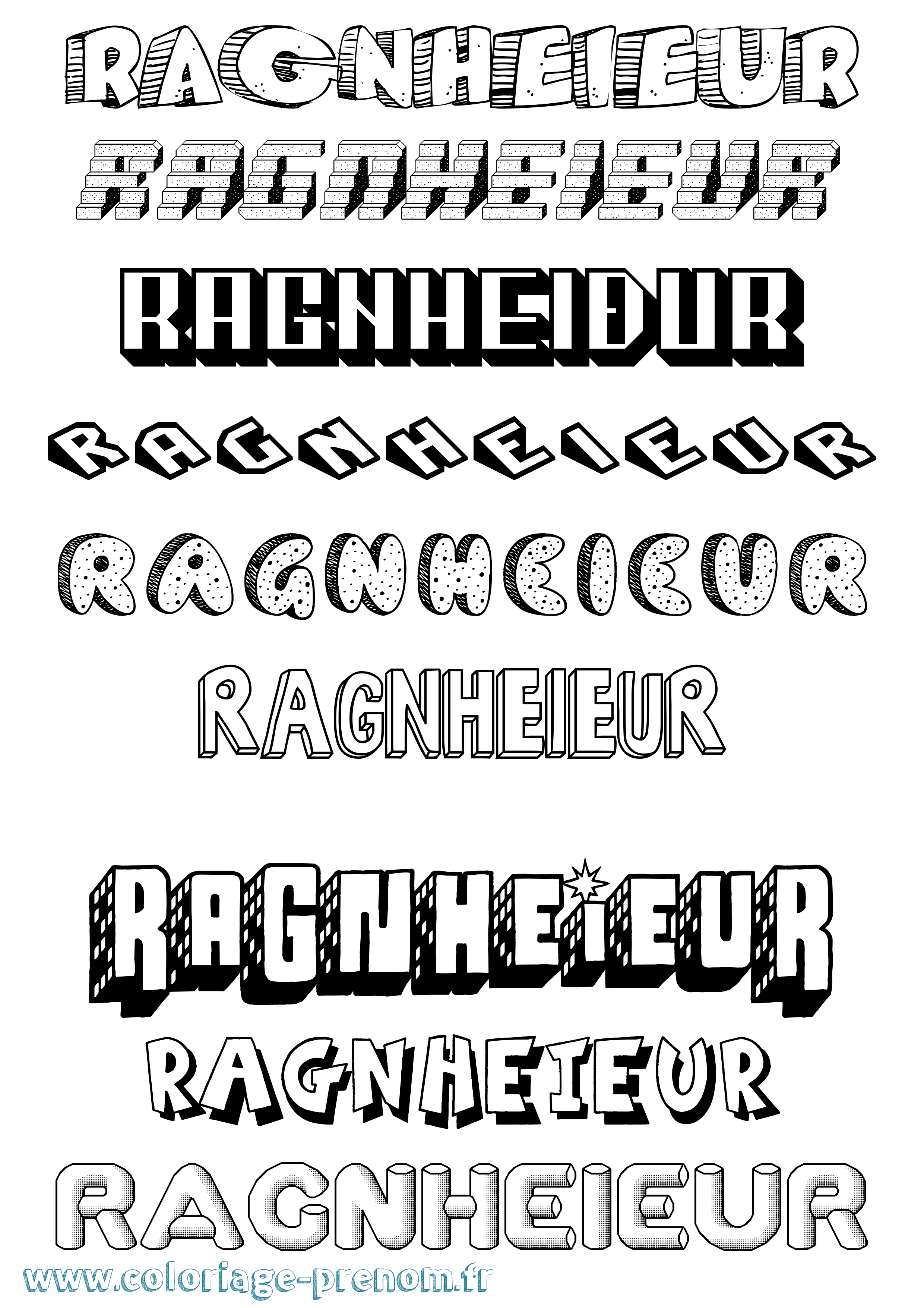 Coloriage Ragnheiður Effet 3D Coloriage prénom Ragnheiður Effet 3D