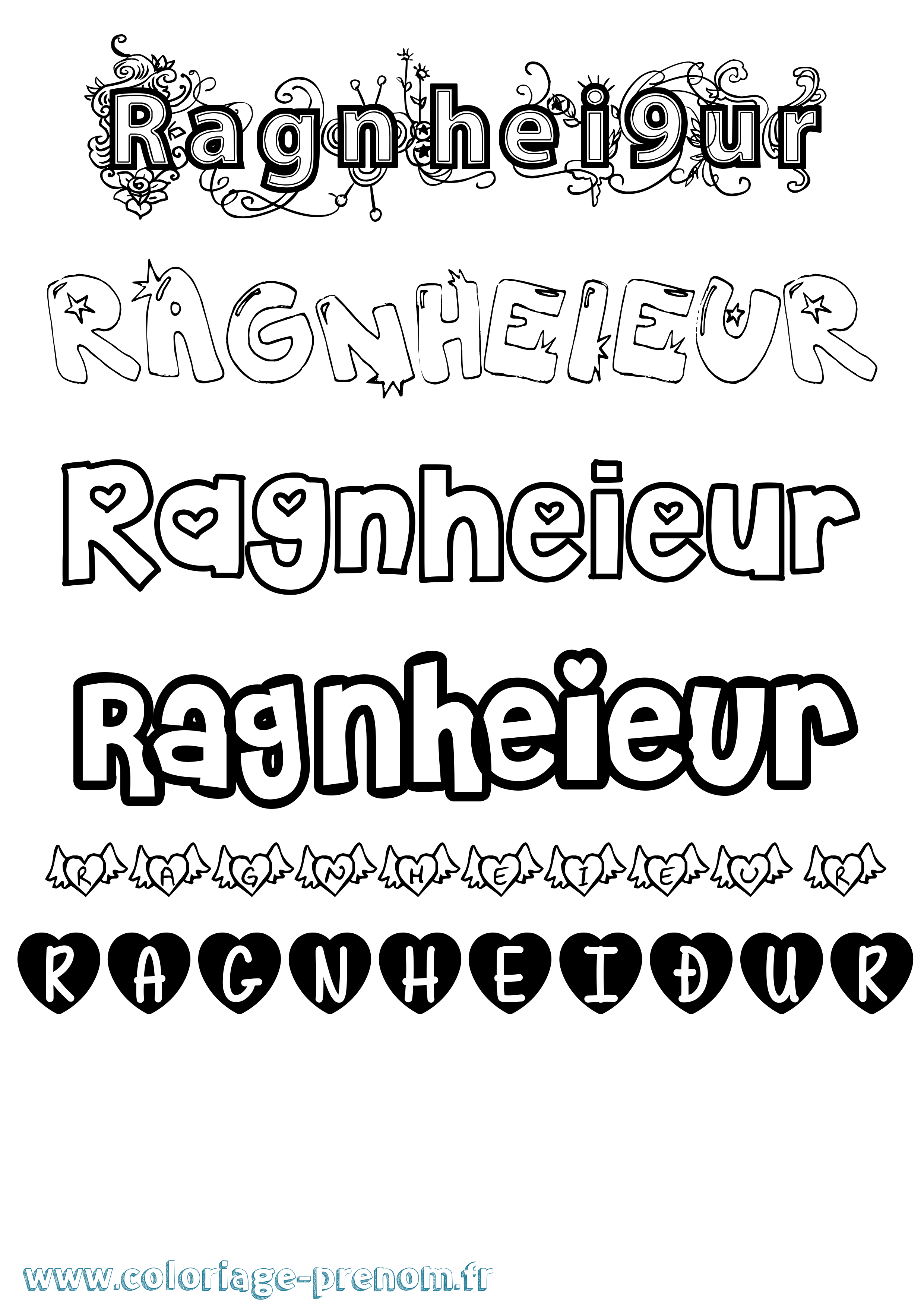 Coloriage Ragnheiður Girly Coloriage prénom Ragnheiður Girly