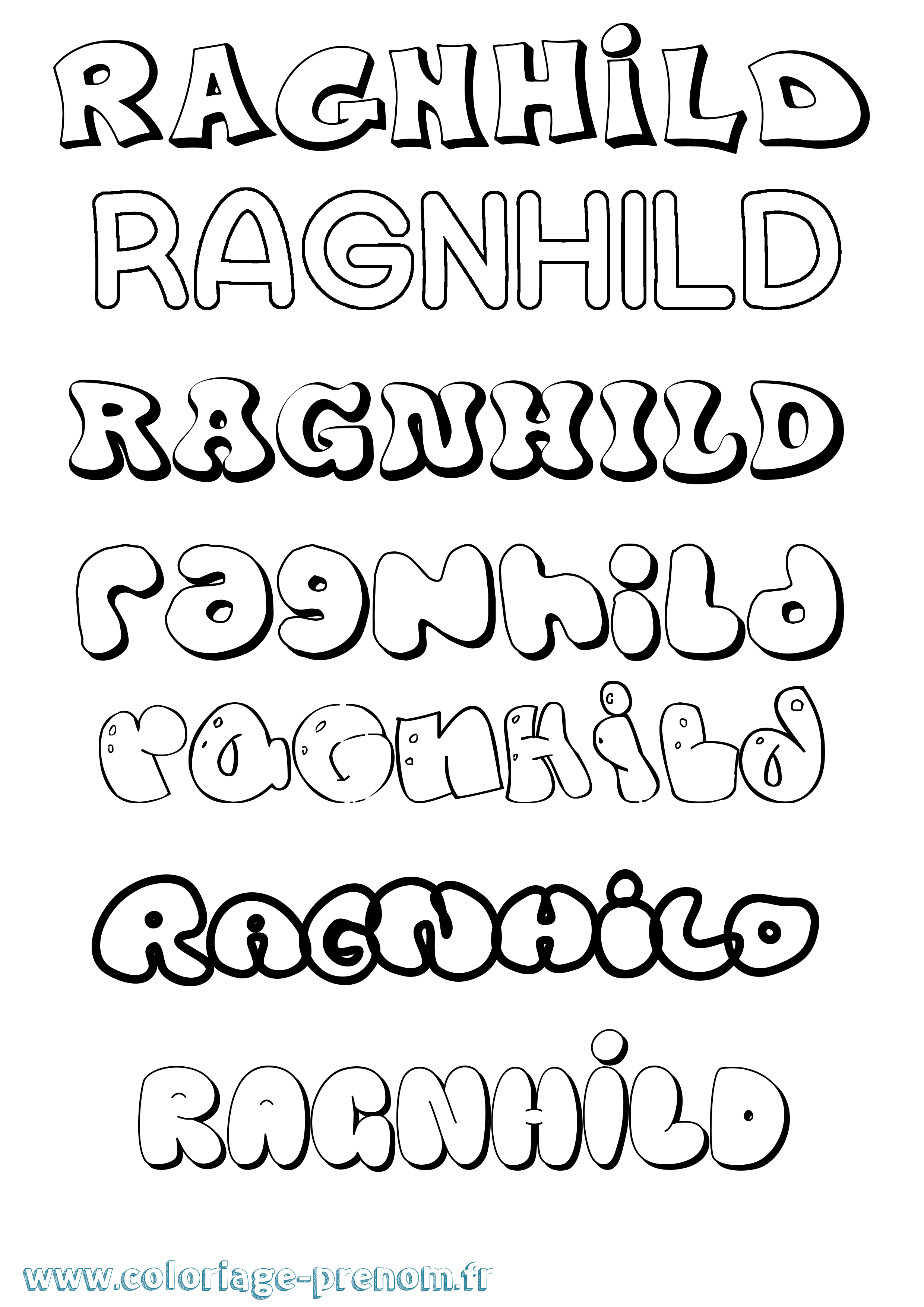 Coloriage prénom Ragnhild Bubble