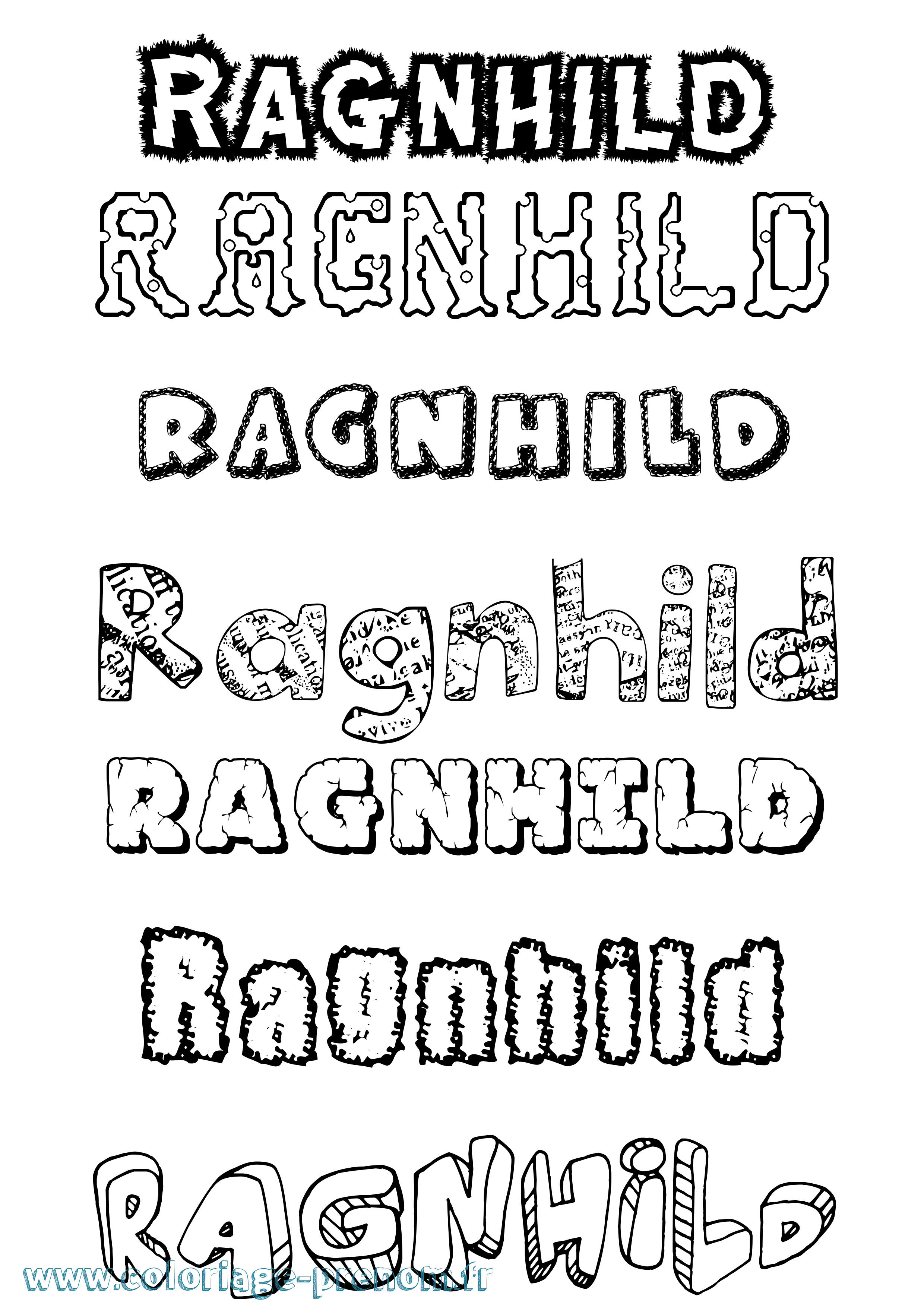 Coloriage prénom Ragnhild Destructuré